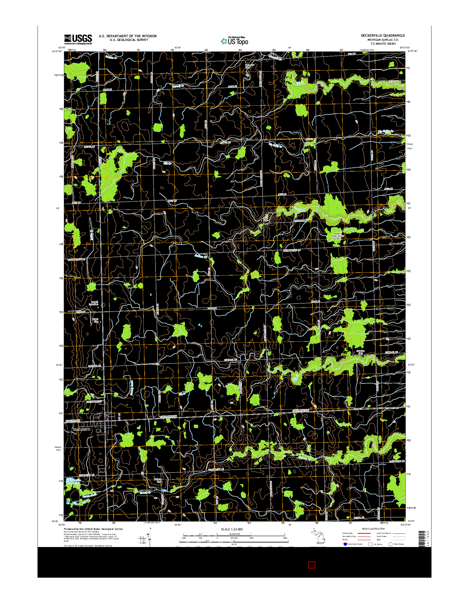 USGS US TOPO 7.5-MINUTE MAP FOR DECKERVILLE, MI 2014