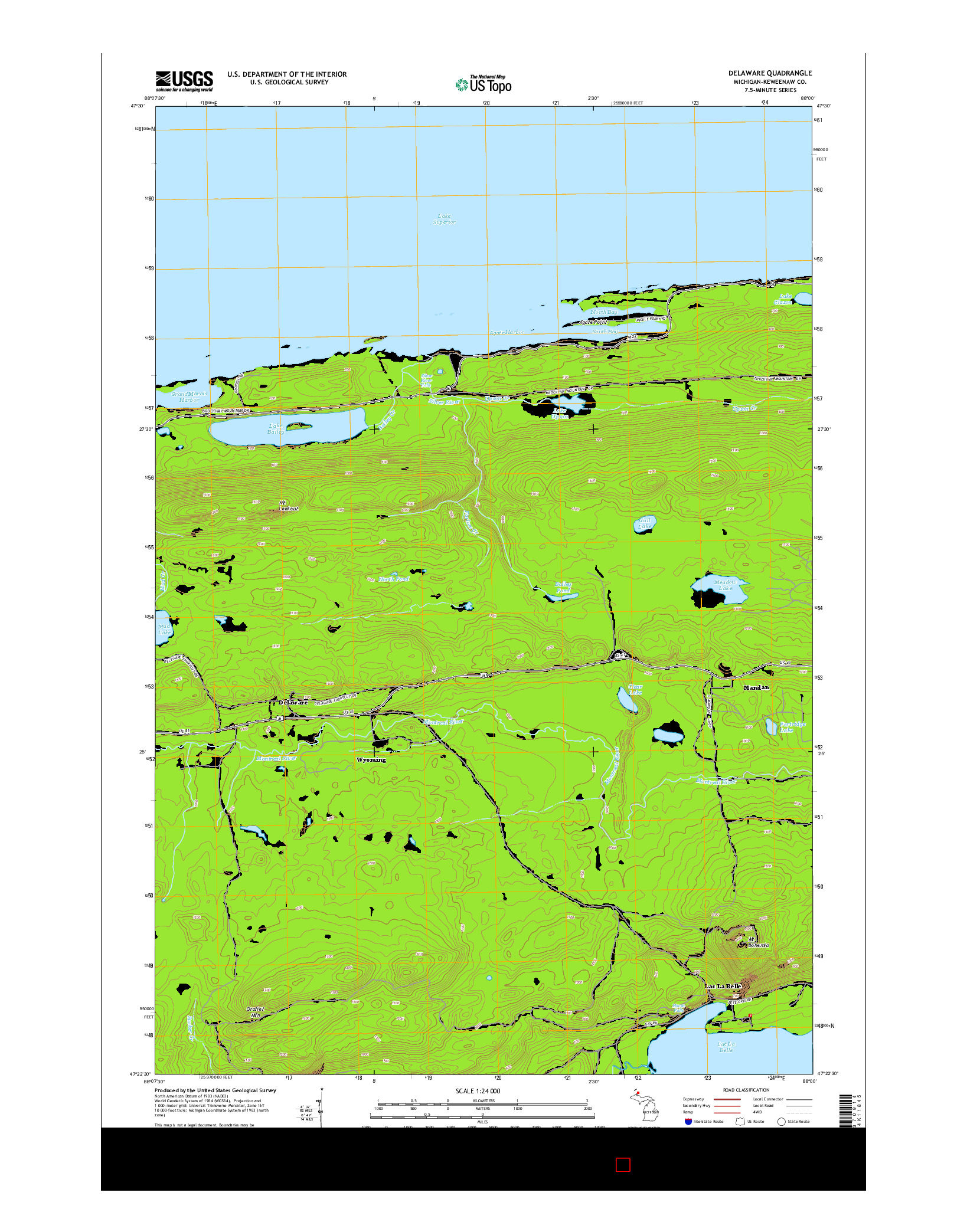 USGS US TOPO 7.5-MINUTE MAP FOR DELAWARE, MI 2014