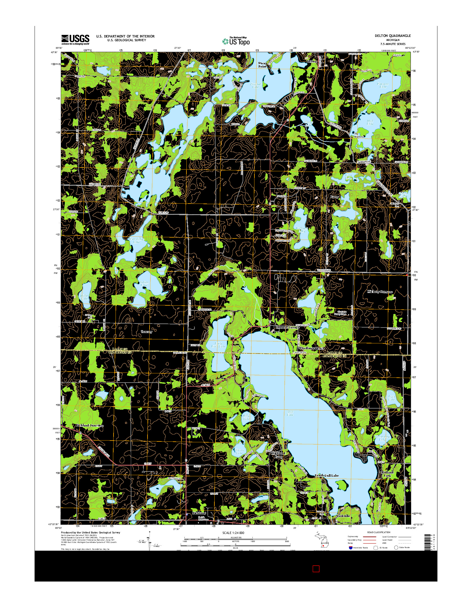 USGS US TOPO 7.5-MINUTE MAP FOR DELTON, MI 2014