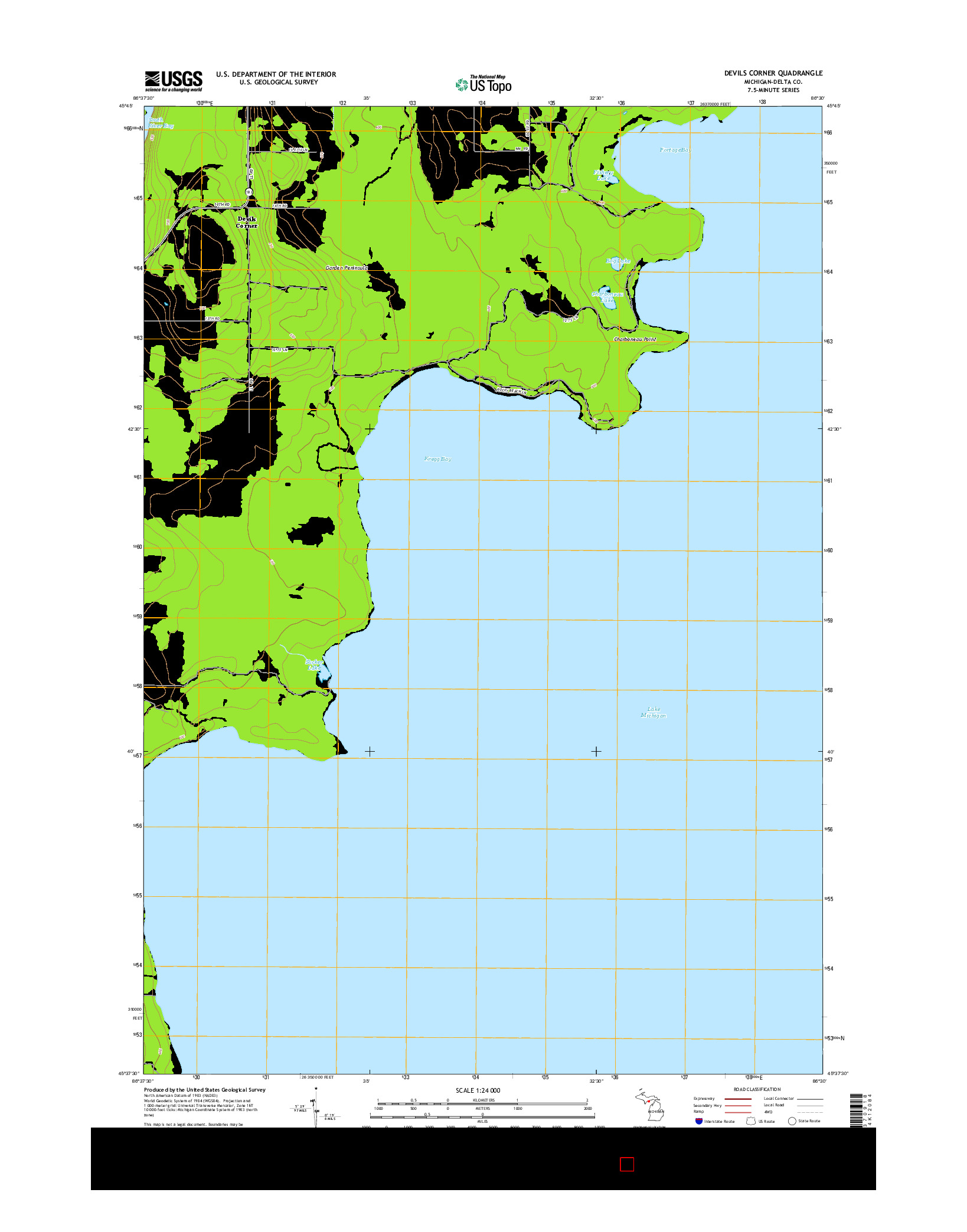 USGS US TOPO 7.5-MINUTE MAP FOR DEVILS CORNER, MI 2014