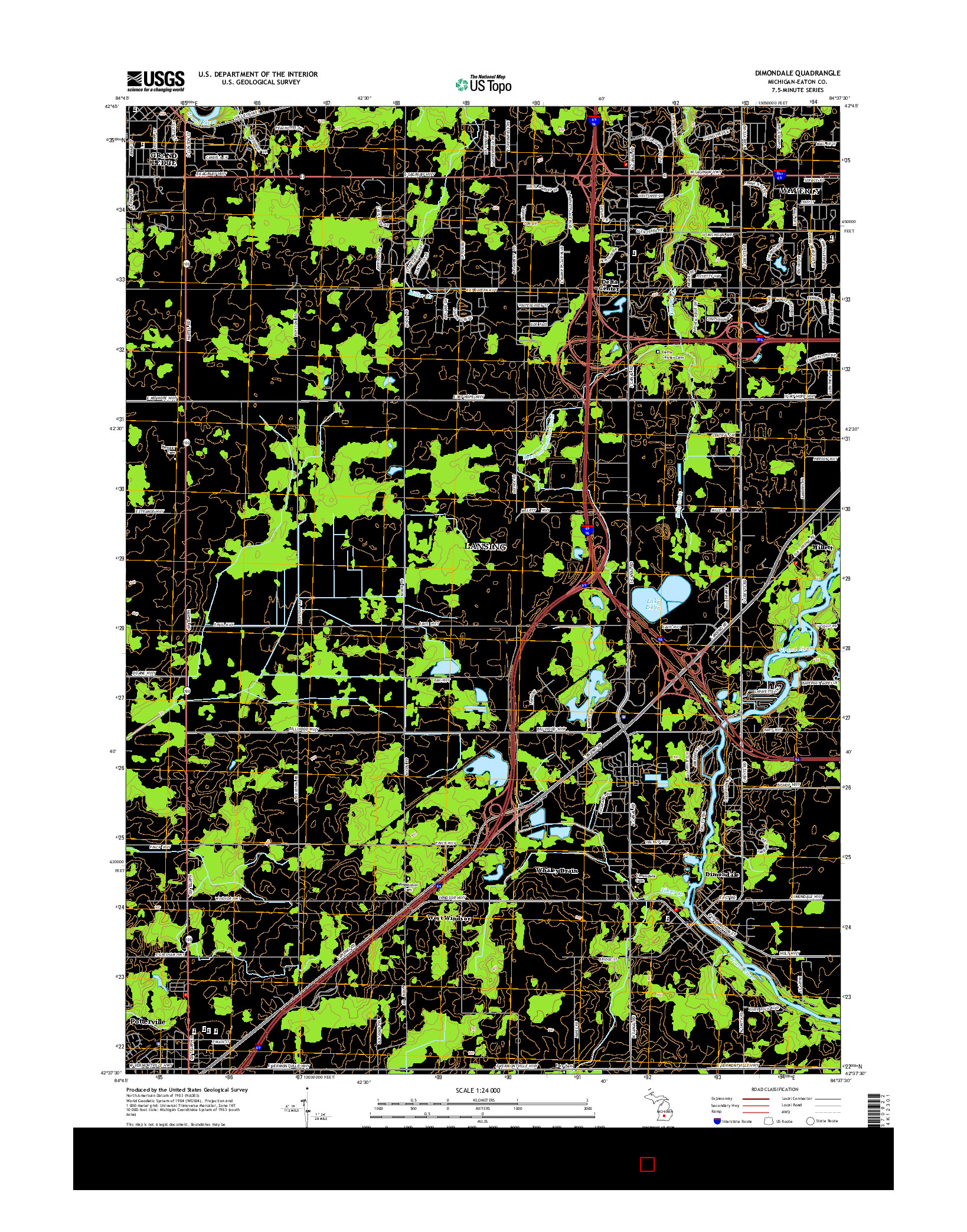 USGS US TOPO 7.5-MINUTE MAP FOR DIMONDALE, MI 2014