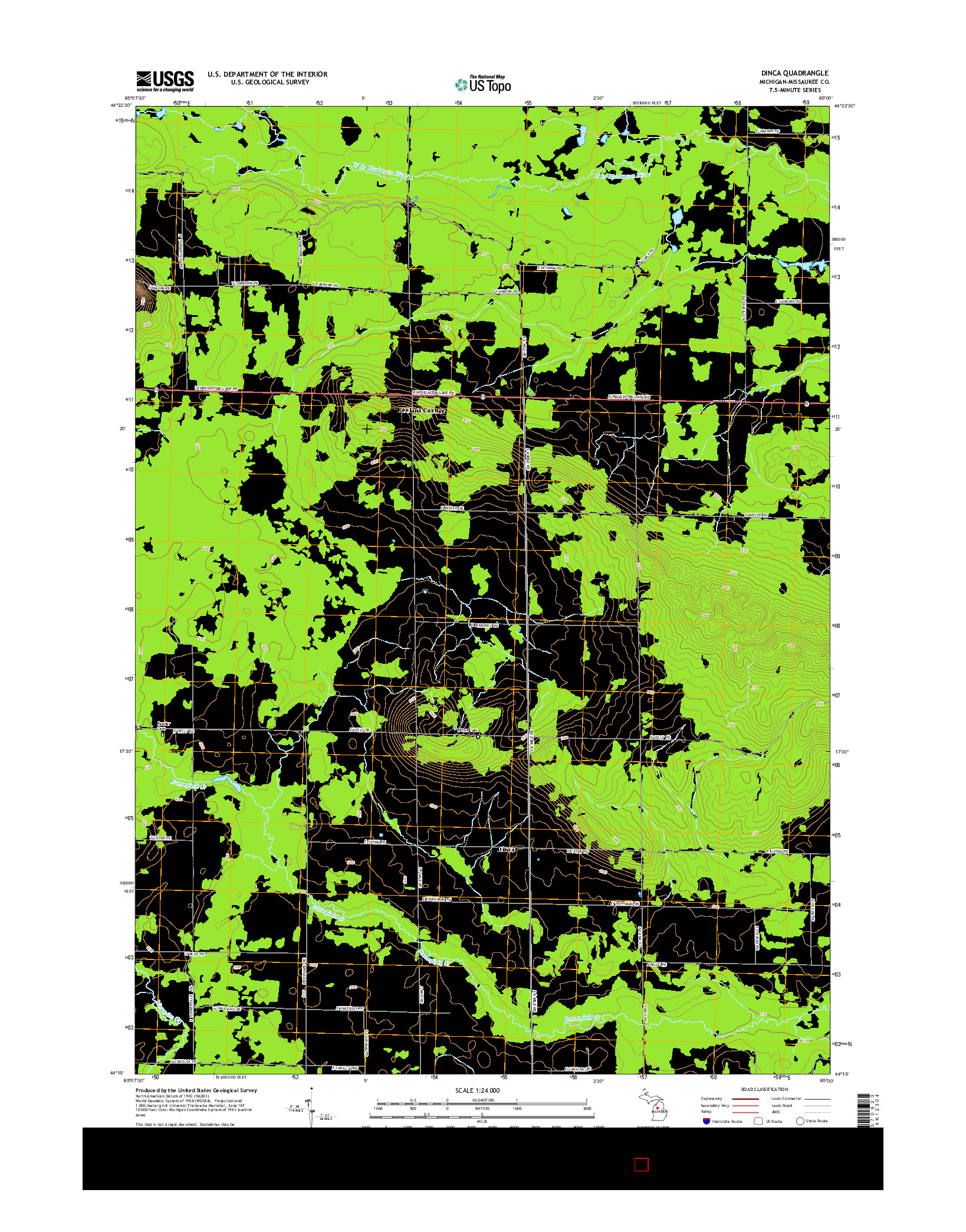 USGS US TOPO 7.5-MINUTE MAP FOR DINCA, MI 2014