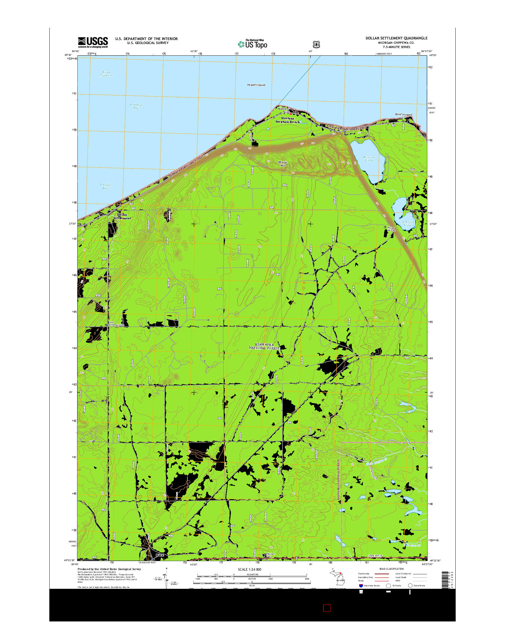 USGS US TOPO 7.5-MINUTE MAP FOR DOLLAR SETTLEMENT, MI 2014