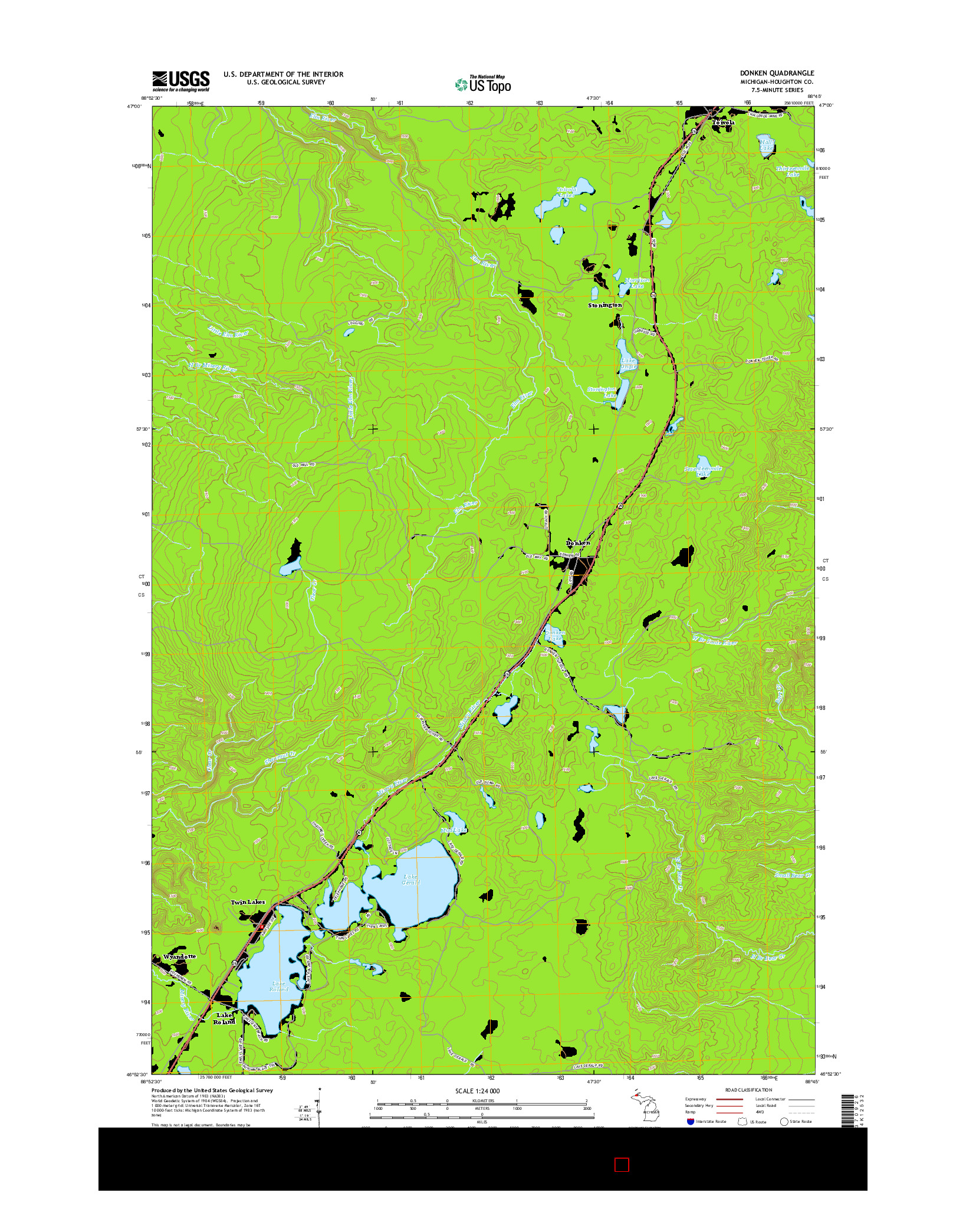 USGS US TOPO 7.5-MINUTE MAP FOR DONKEN, MI 2014