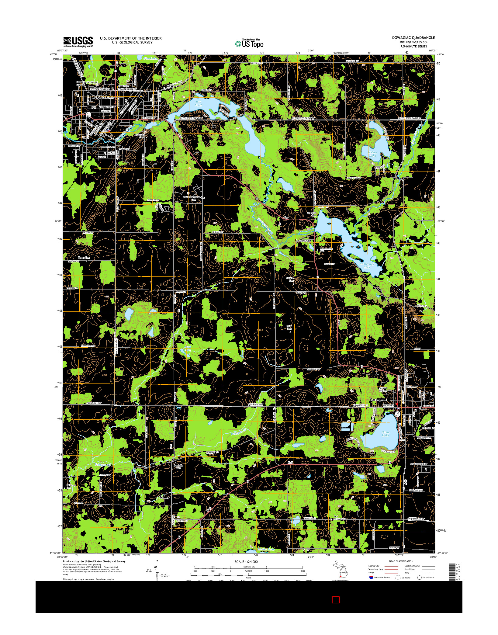 USGS US TOPO 7.5-MINUTE MAP FOR DOWAGIAC, MI 2014