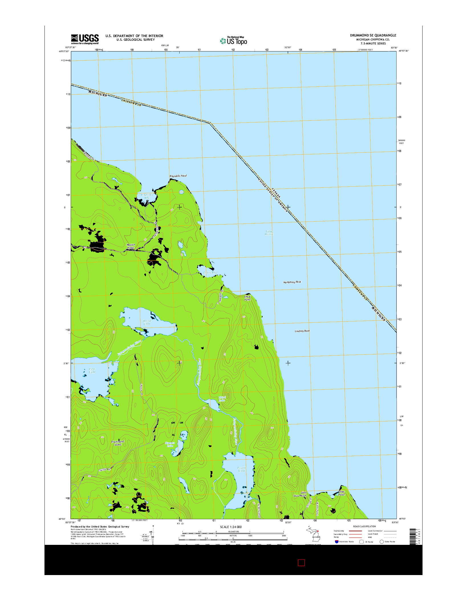 USGS US TOPO 7.5-MINUTE MAP FOR DRUMMOND SE, MI 2014