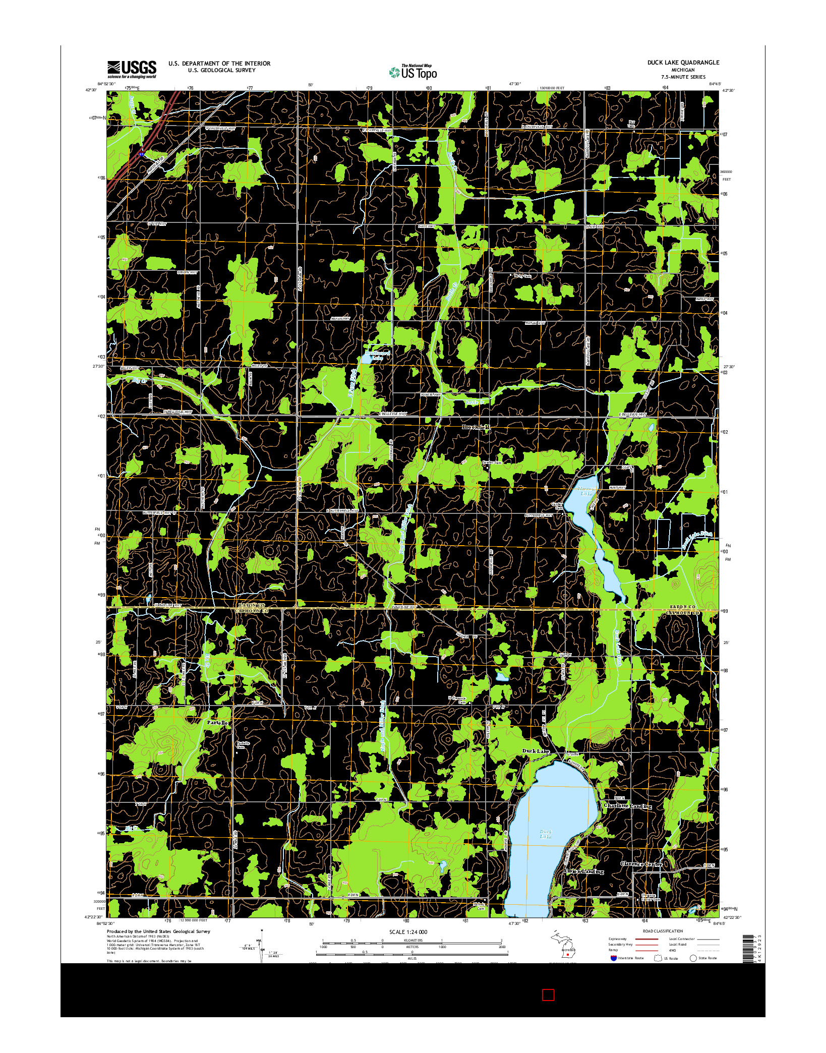 USGS US TOPO 7.5-MINUTE MAP FOR DUCK LAKE, MI 2014