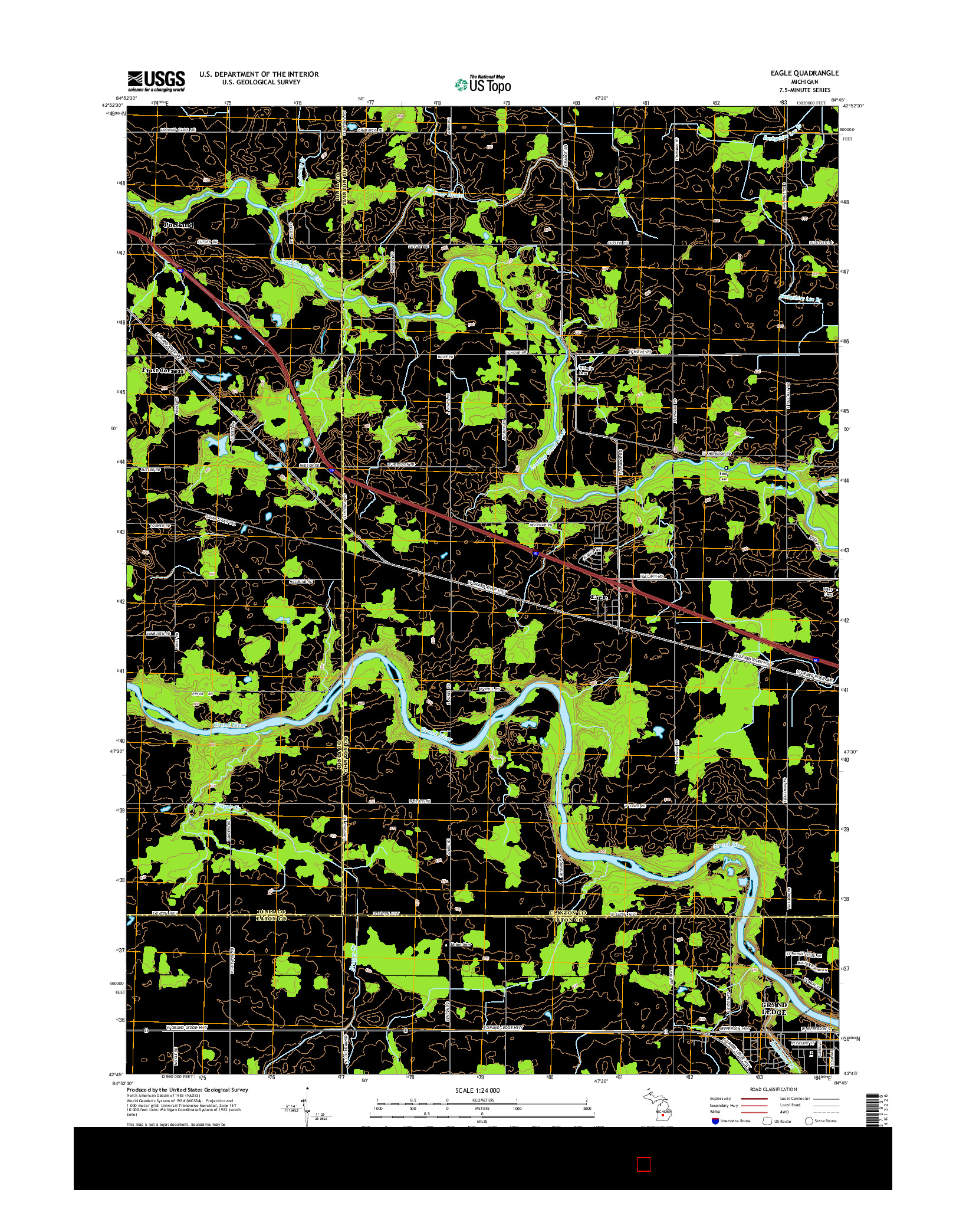 USGS US TOPO 7.5-MINUTE MAP FOR EAGLE, MI 2014