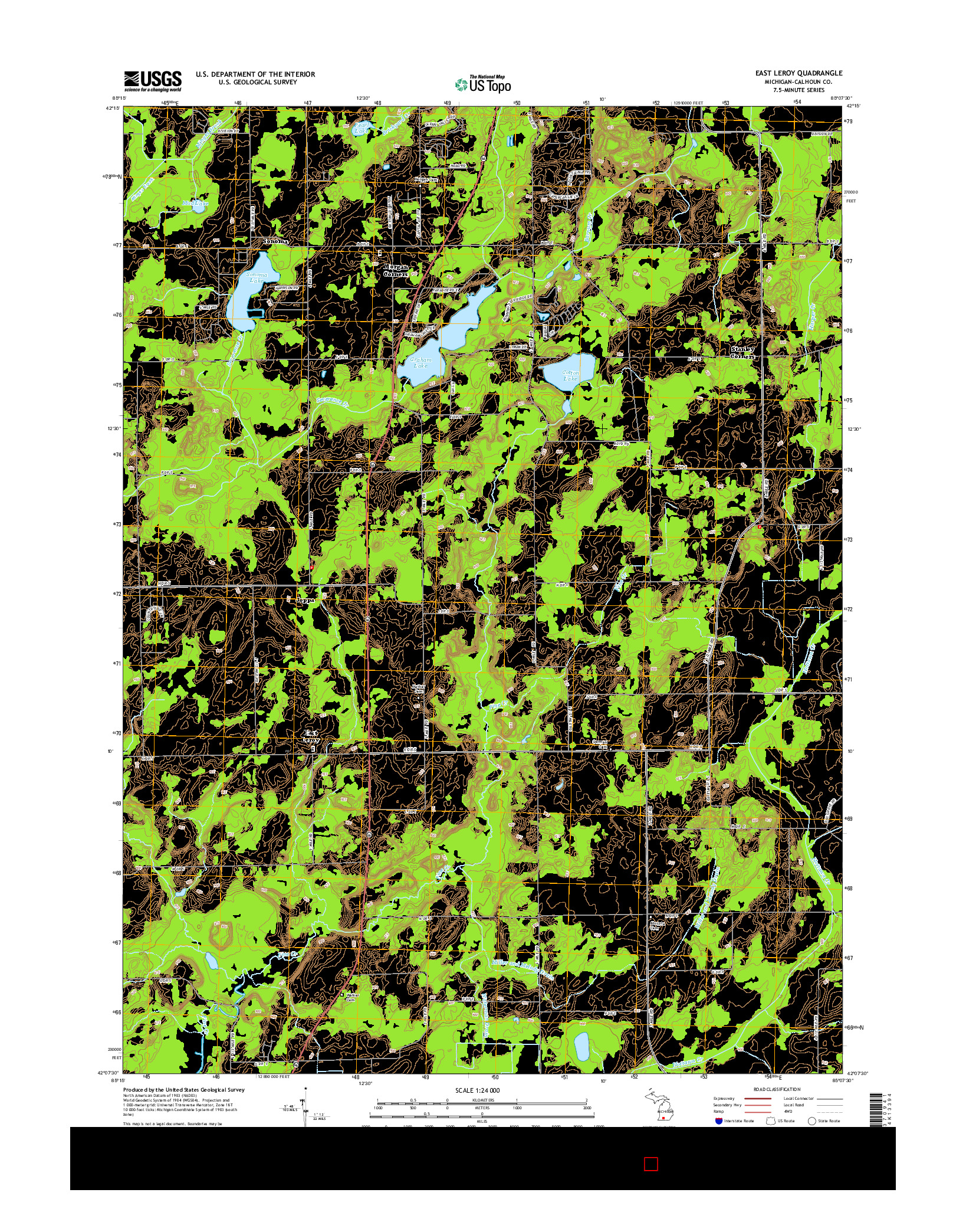 USGS US TOPO 7.5-MINUTE MAP FOR EAST LEROY, MI 2014