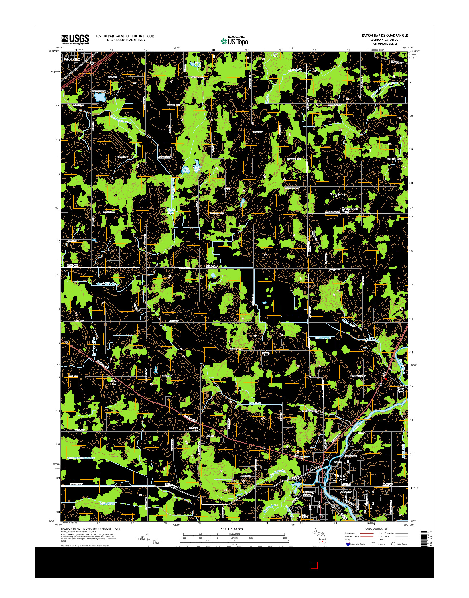 USGS US TOPO 7.5-MINUTE MAP FOR EATON RAPIDS, MI 2014