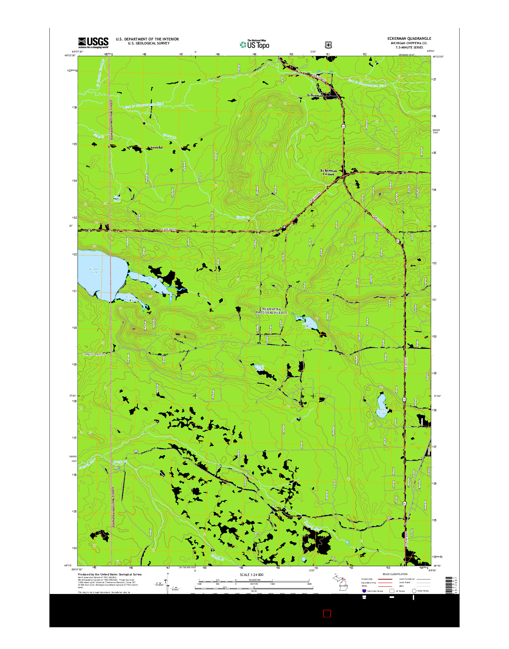 USGS US TOPO 7.5-MINUTE MAP FOR ECKERMAN, MI 2014