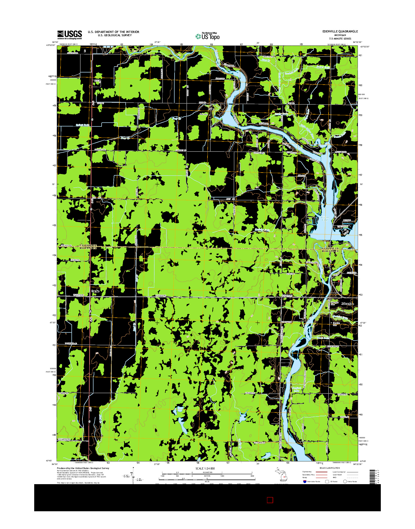 USGS US TOPO 7.5-MINUTE MAP FOR EDENVILLE, MI 2014