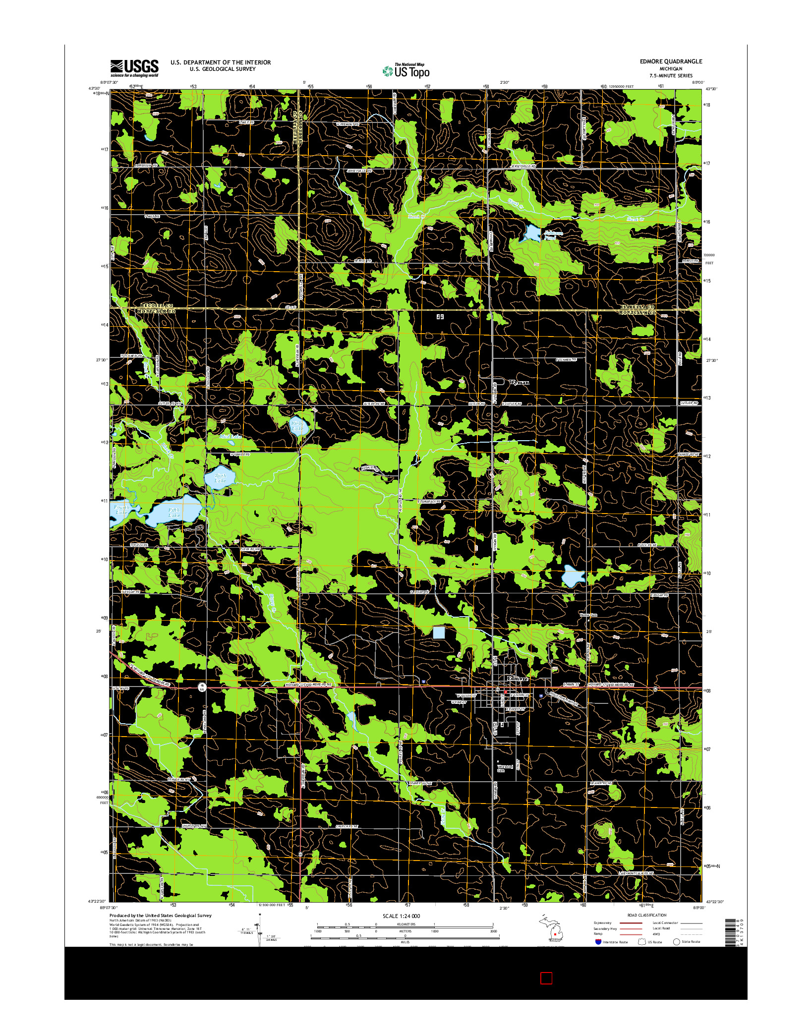 USGS US TOPO 7.5-MINUTE MAP FOR EDMORE, MI 2014