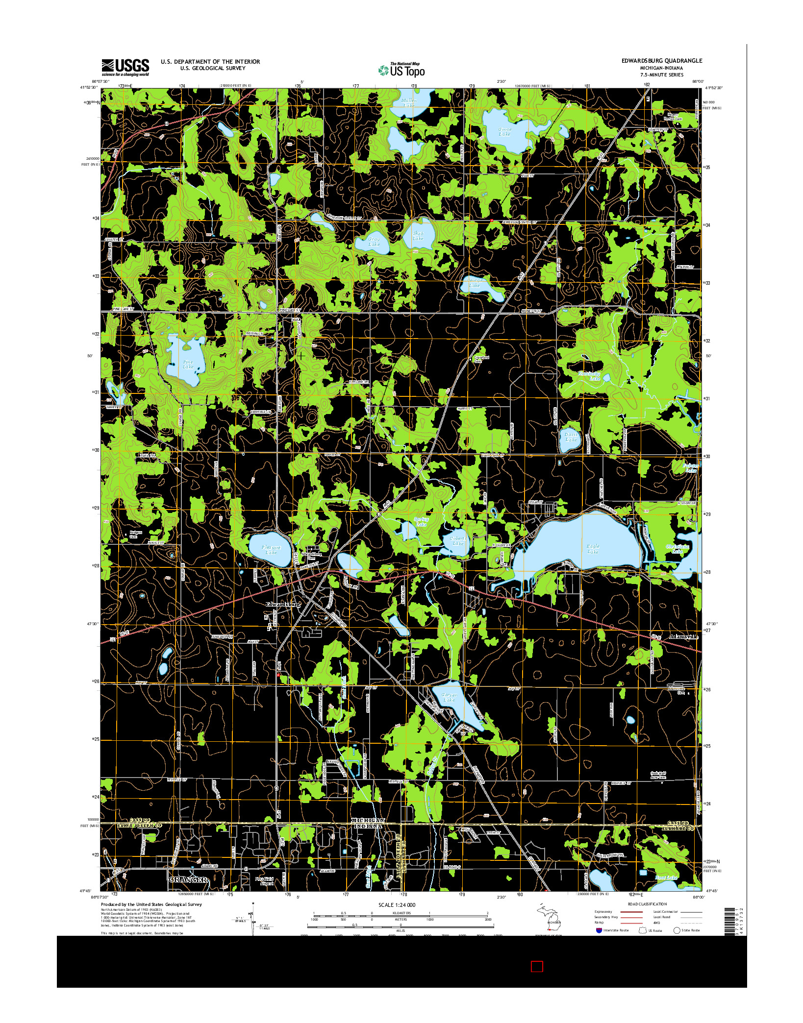 USGS US TOPO 7.5-MINUTE MAP FOR EDWARDSBURG, MI-IN 2014