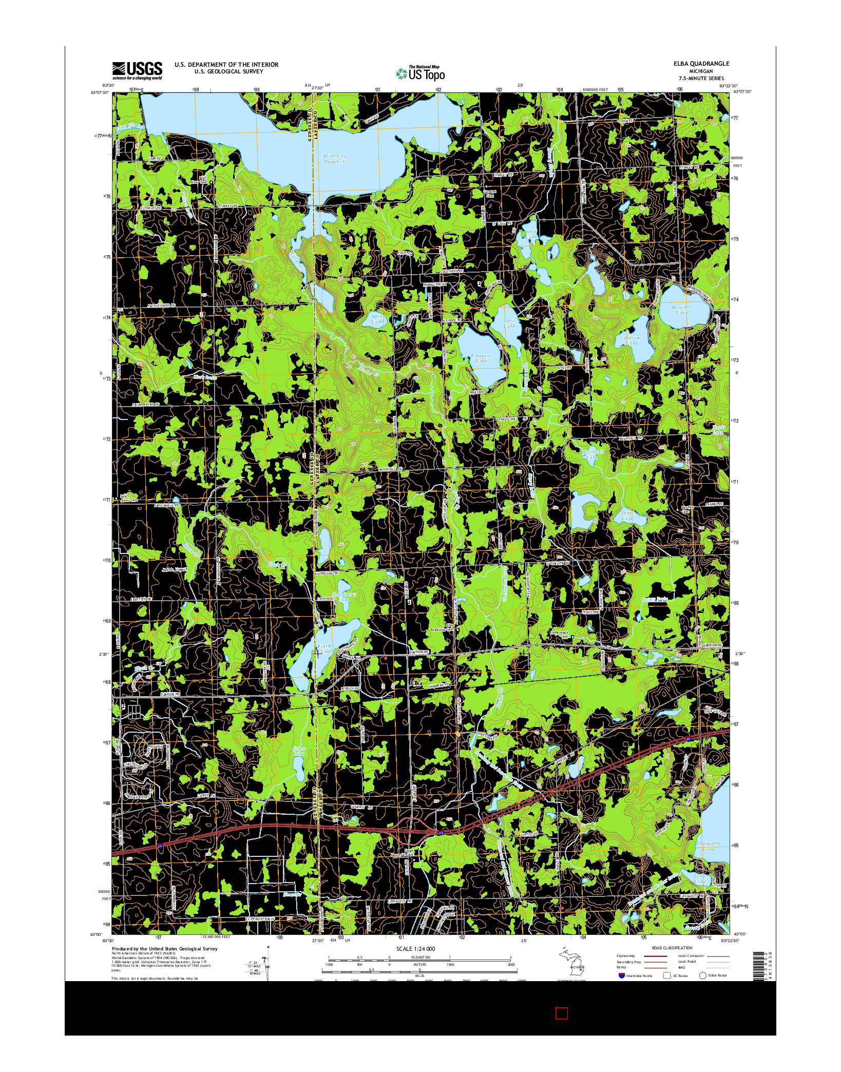 USGS US TOPO 7.5-MINUTE MAP FOR ELBA, MI 2014