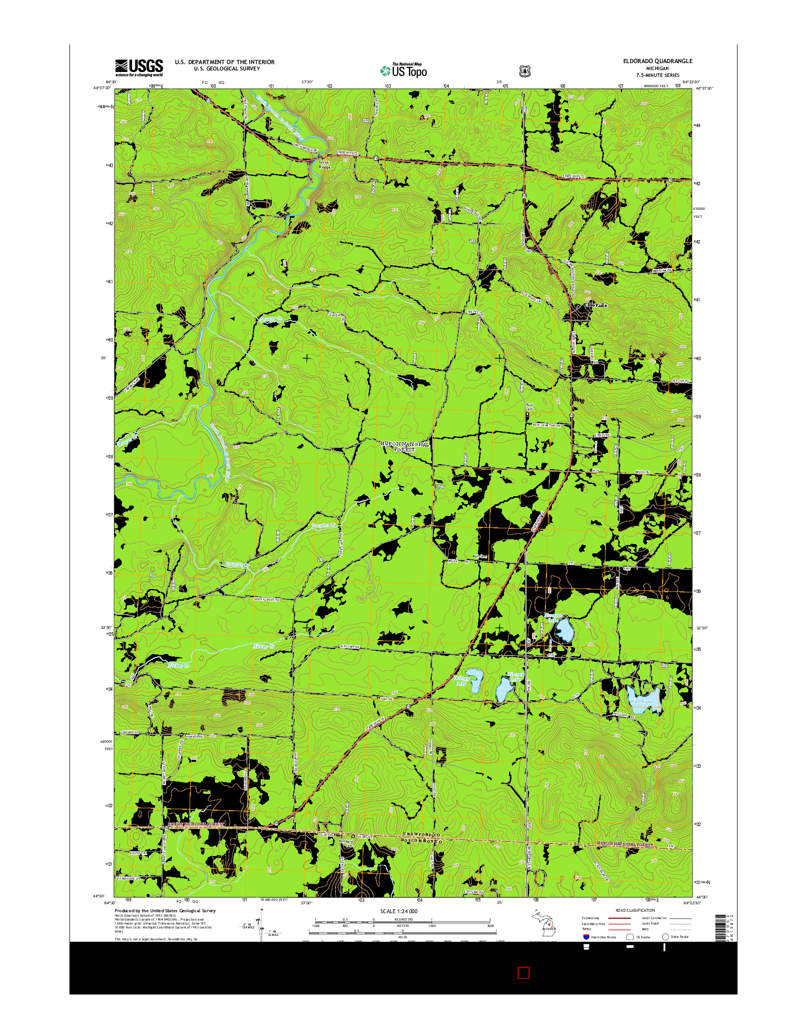 USGS US TOPO 7.5-MINUTE MAP FOR ELDORADO, MI 2014