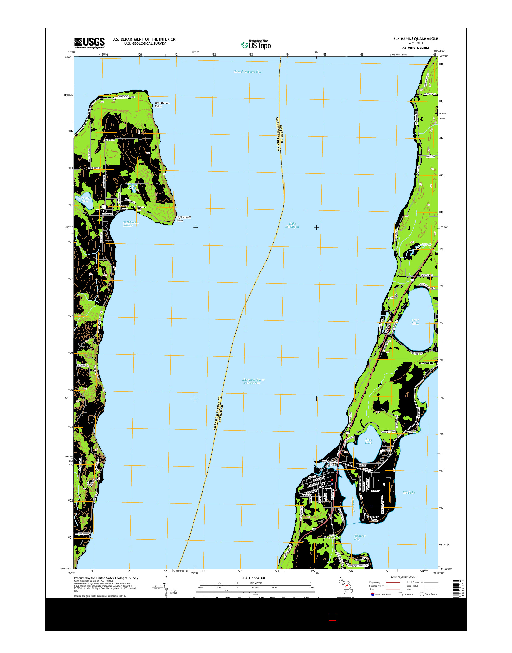 USGS US TOPO 7.5-MINUTE MAP FOR ELK RAPIDS, MI 2014