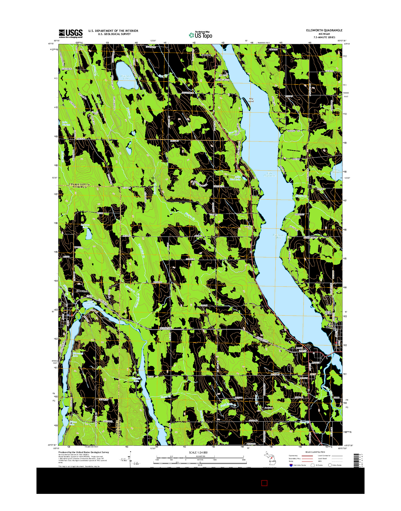 USGS US TOPO 7.5-MINUTE MAP FOR ELLSWORTH, MI 2014