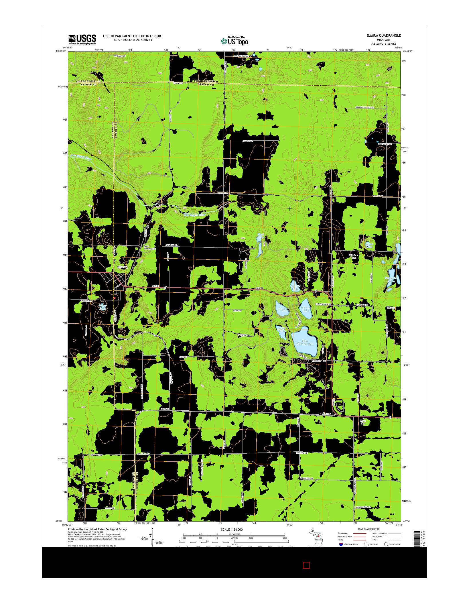 USGS US TOPO 7.5-MINUTE MAP FOR ELMIRA, MI 2014