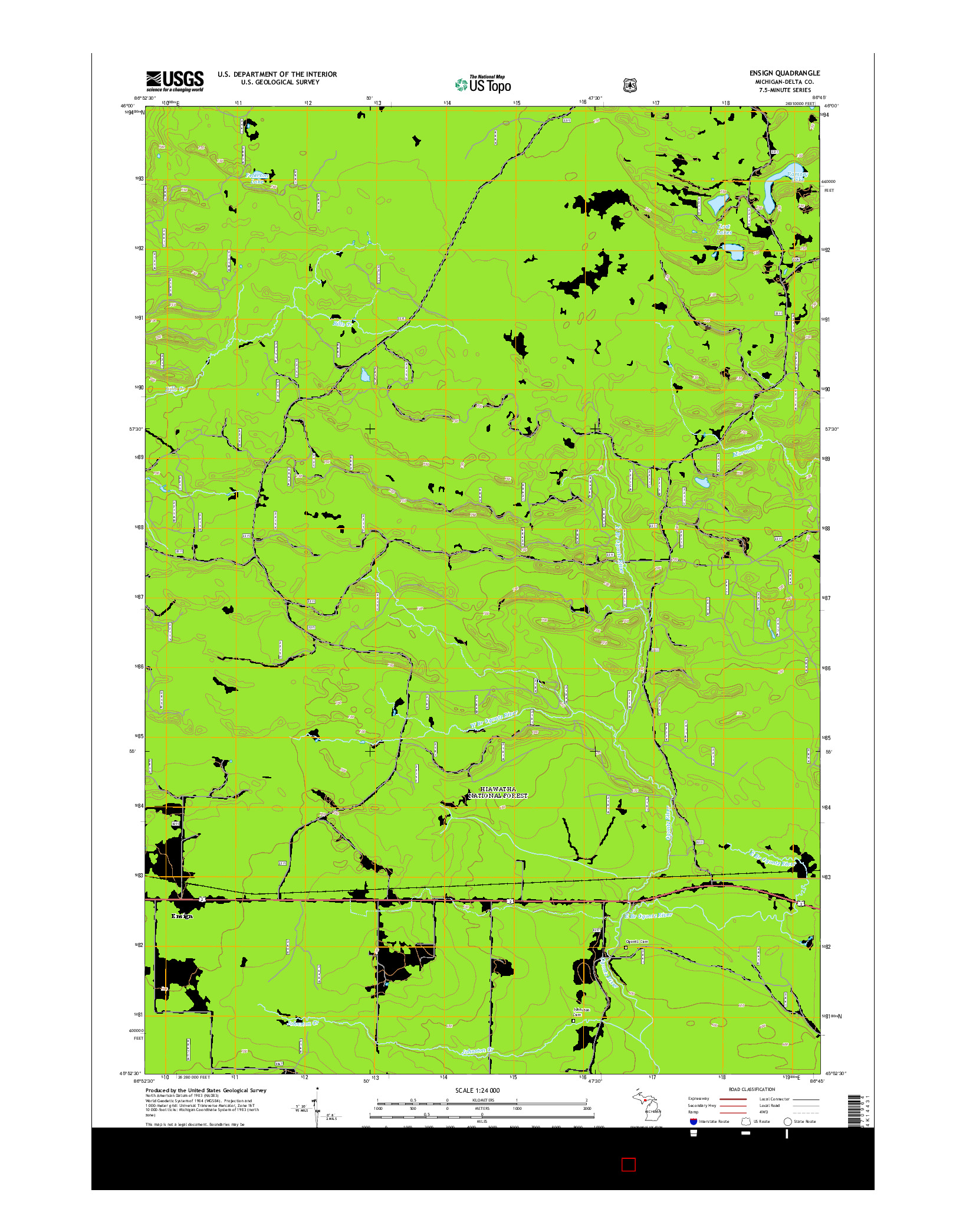 USGS US TOPO 7.5-MINUTE MAP FOR ENSIGN, MI 2014