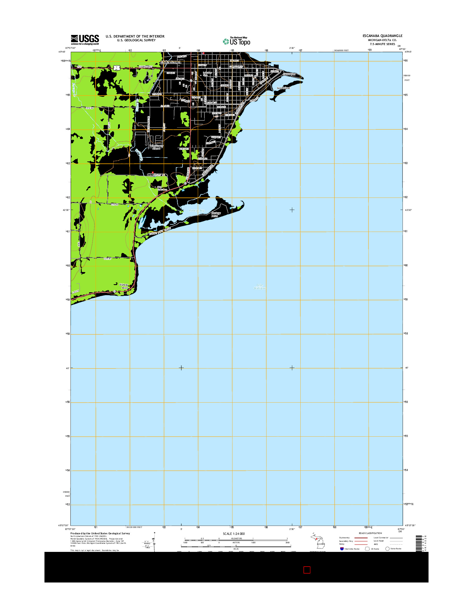 USGS US TOPO 7.5-MINUTE MAP FOR ESCANABA, MI 2014