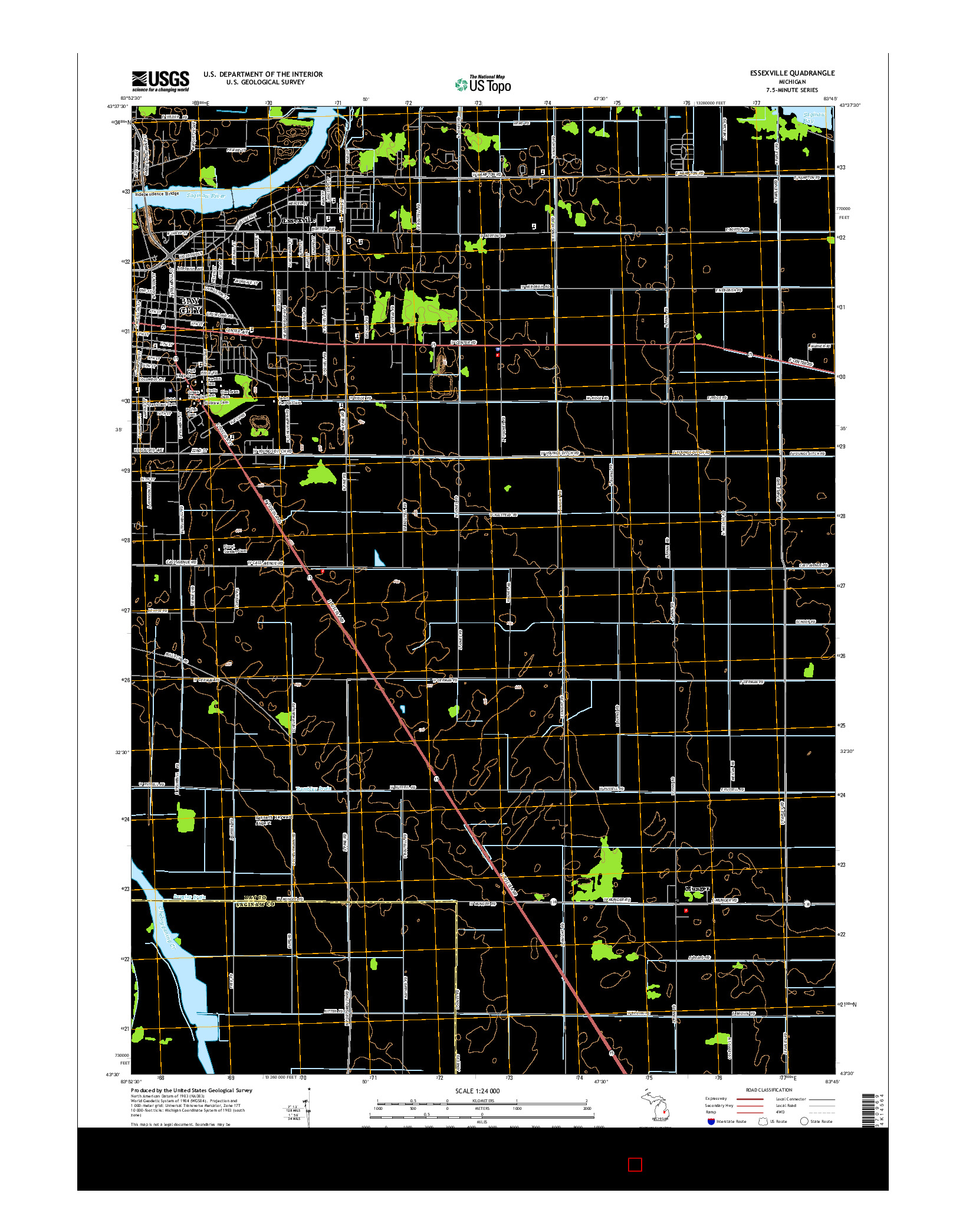 USGS US TOPO 7.5-MINUTE MAP FOR ESSEXVILLE, MI 2014