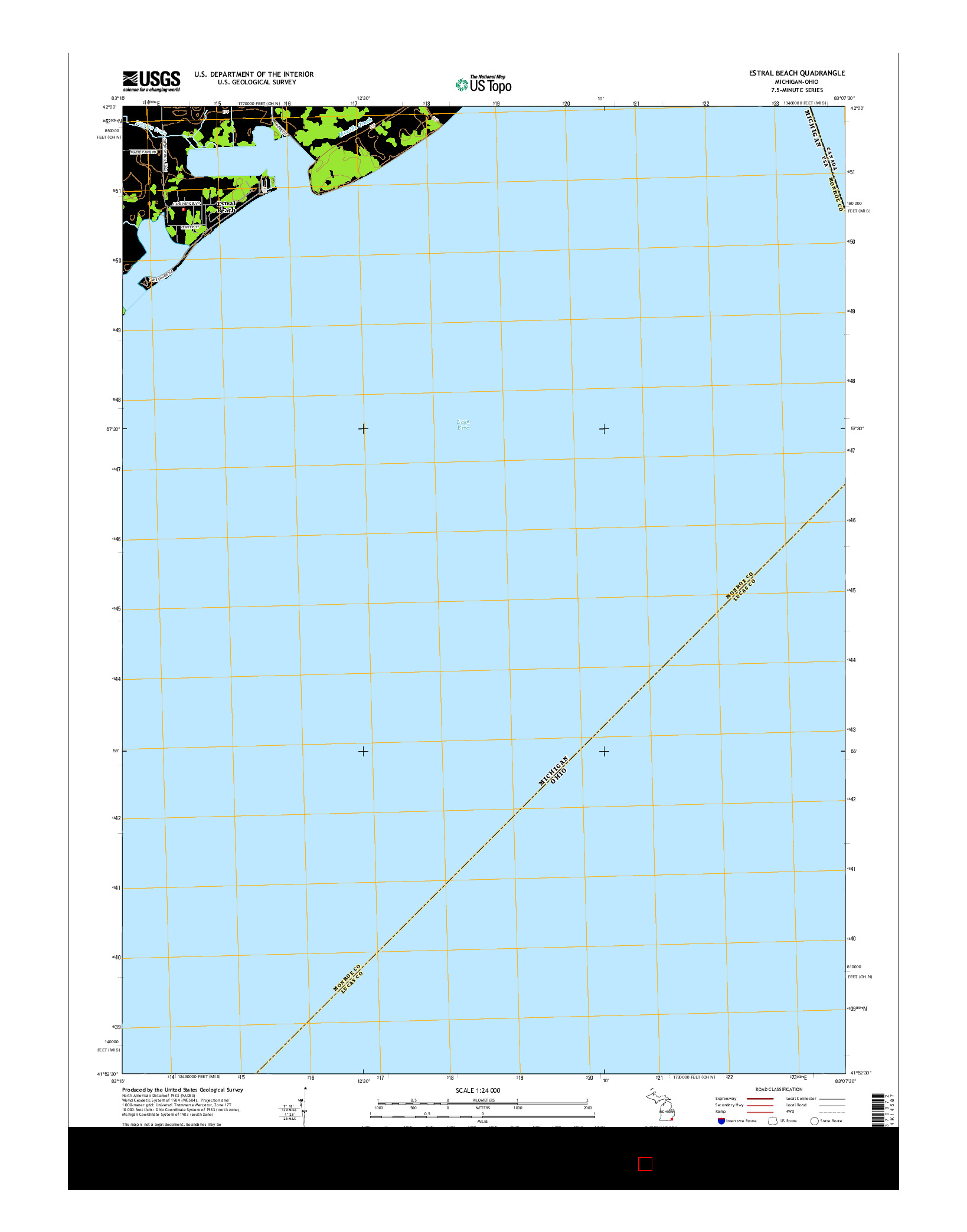 USGS US TOPO 7.5-MINUTE MAP FOR ESTRAL BEACH, MI-OH 2014
