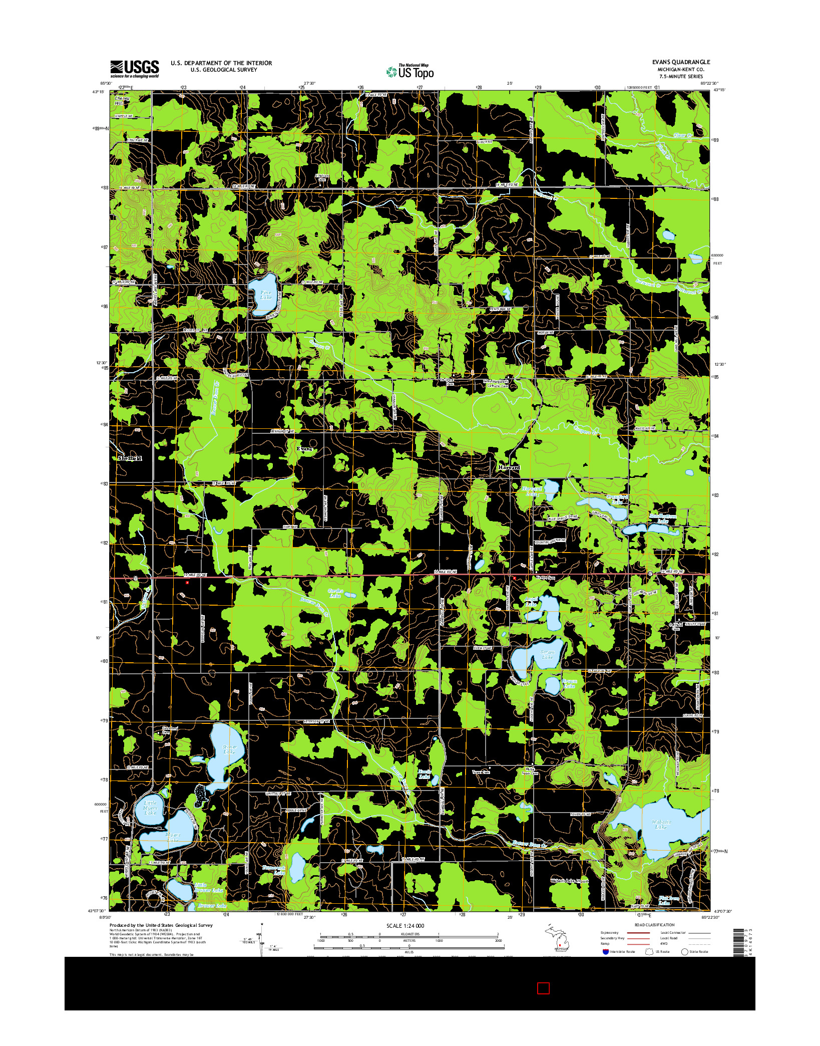 USGS US TOPO 7.5-MINUTE MAP FOR EVANS, MI 2014