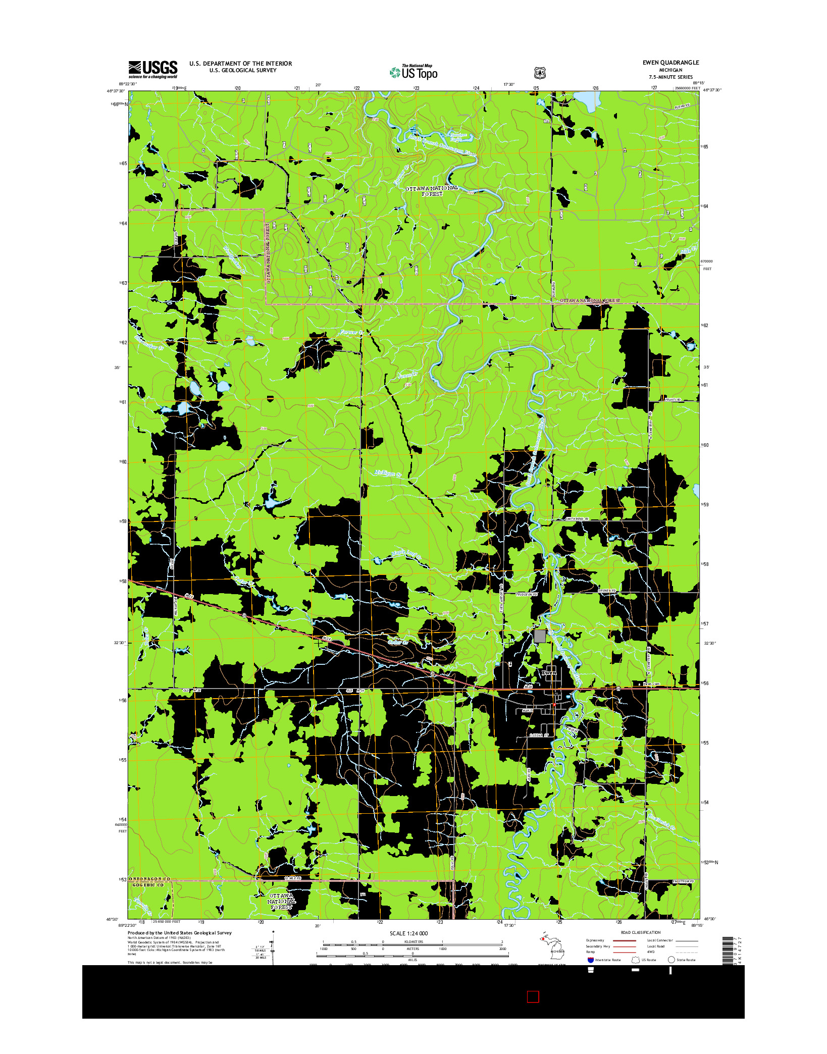 USGS US TOPO 7.5-MINUTE MAP FOR EWEN, MI 2014