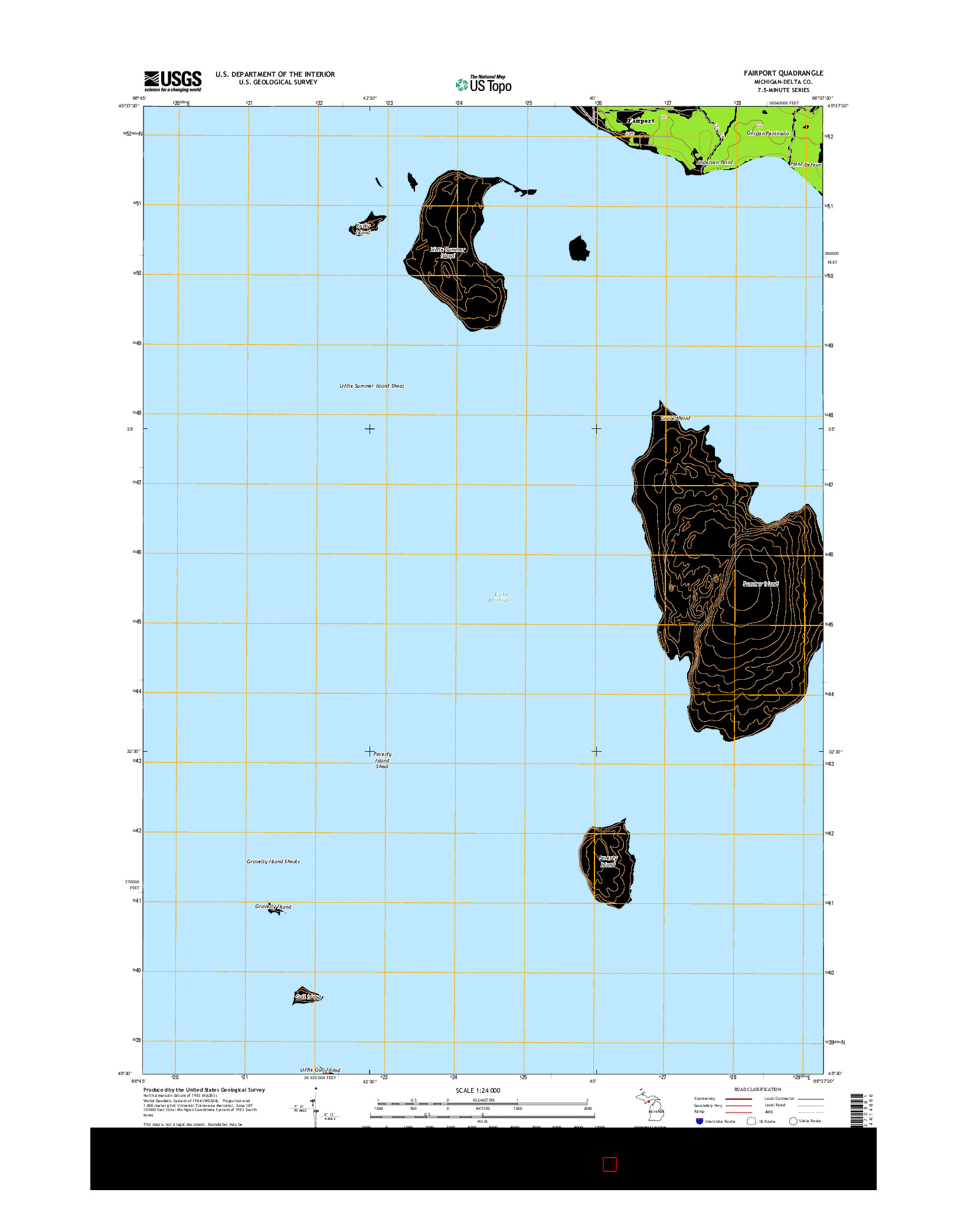 USGS US TOPO 7.5-MINUTE MAP FOR FAIRPORT, MI 2014