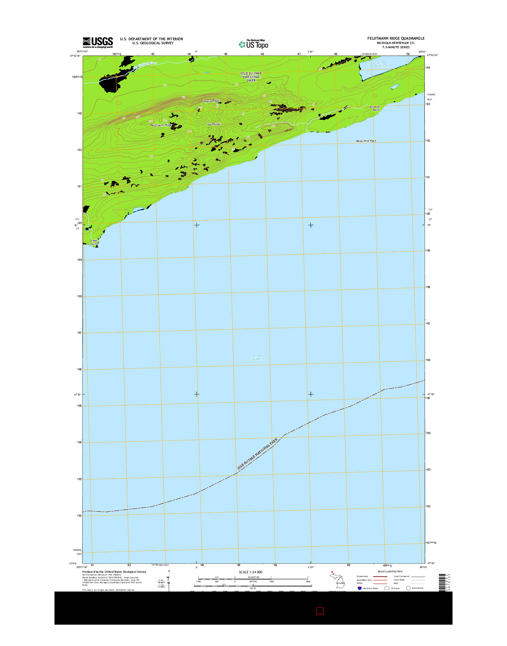 USGS US TOPO 7.5-MINUTE MAP FOR FELDTMANN RIDGE, MI 2014