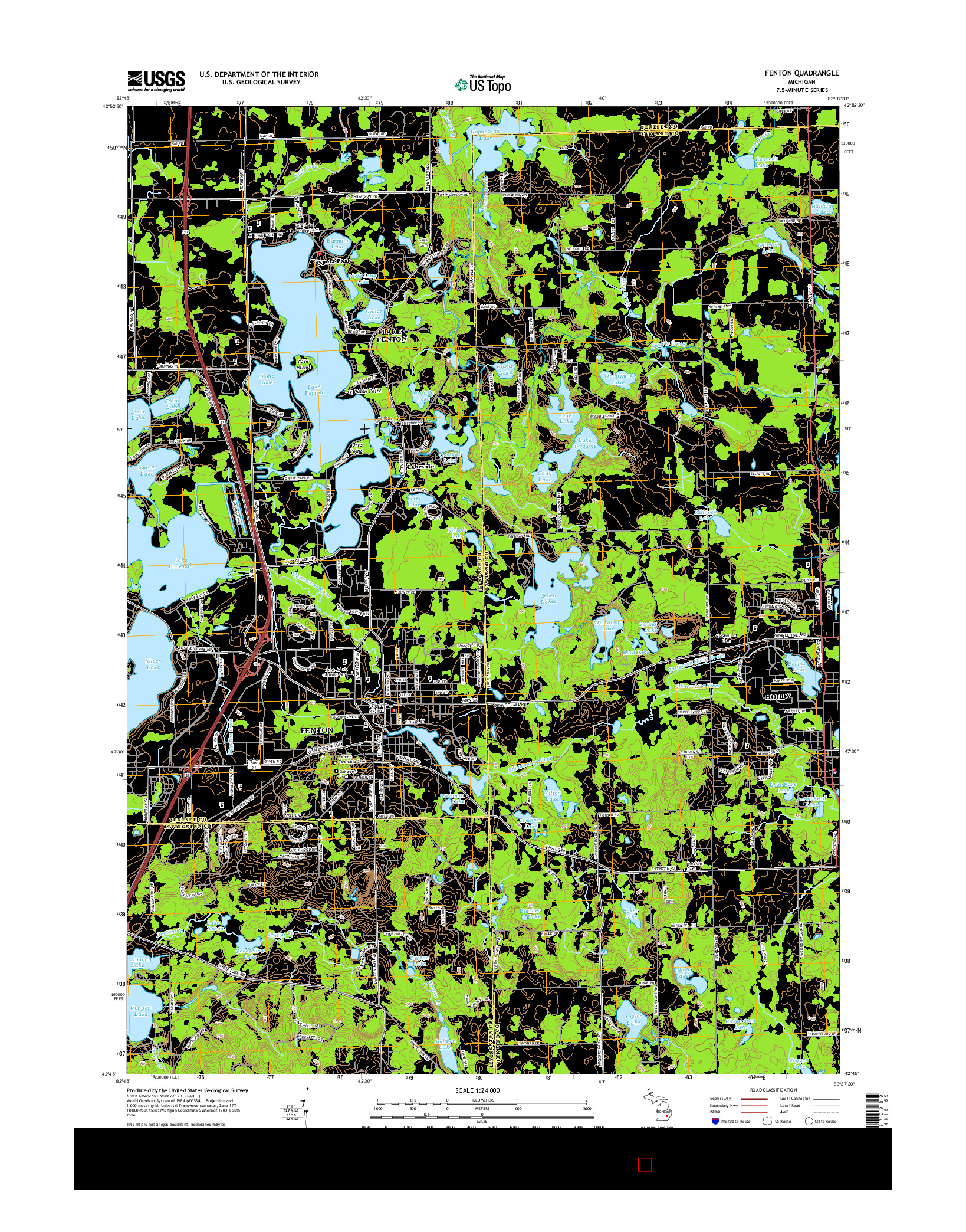 USGS US TOPO 7.5-MINUTE MAP FOR FENTON, MI 2014