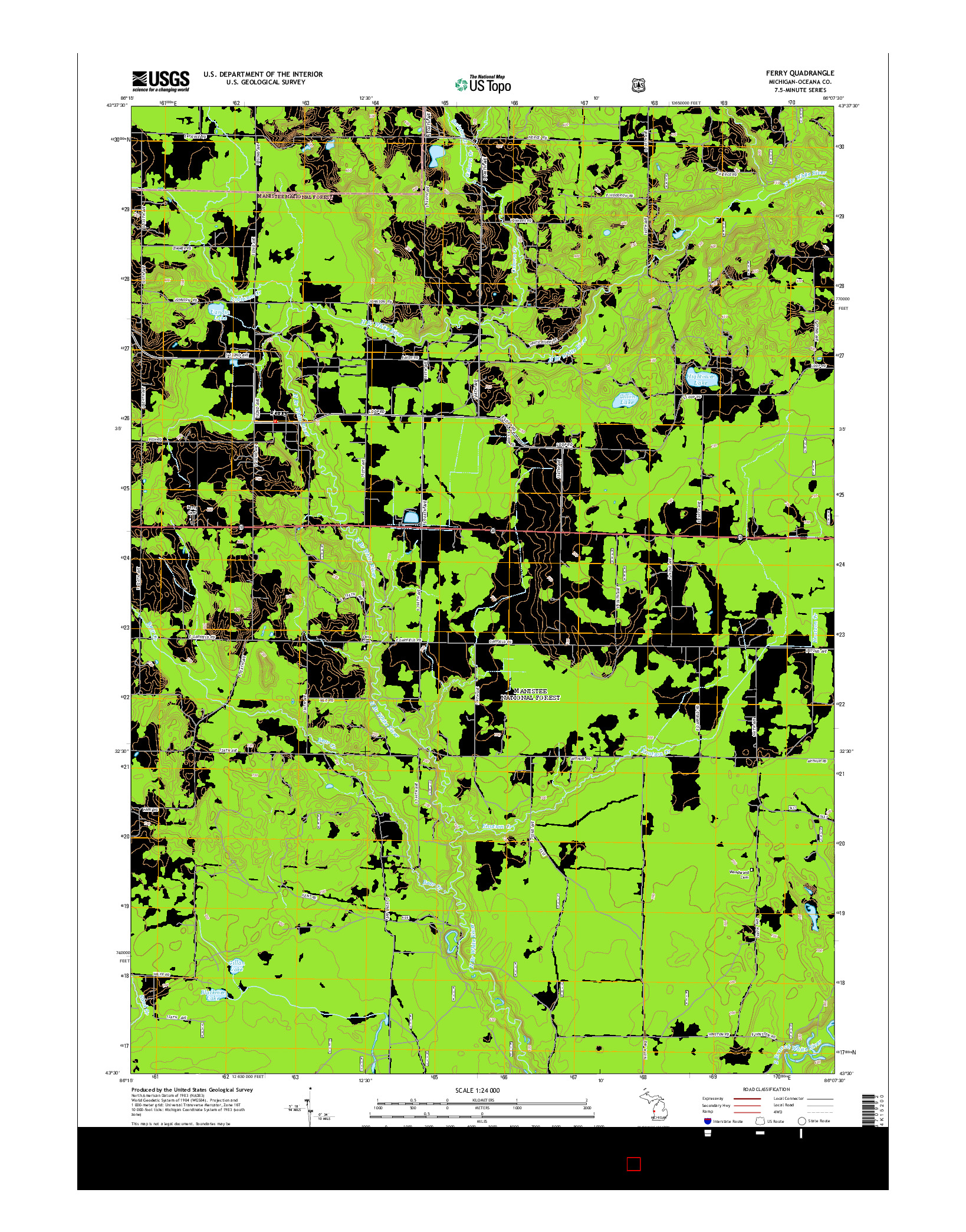 USGS US TOPO 7.5-MINUTE MAP FOR FERRY, MI 2014