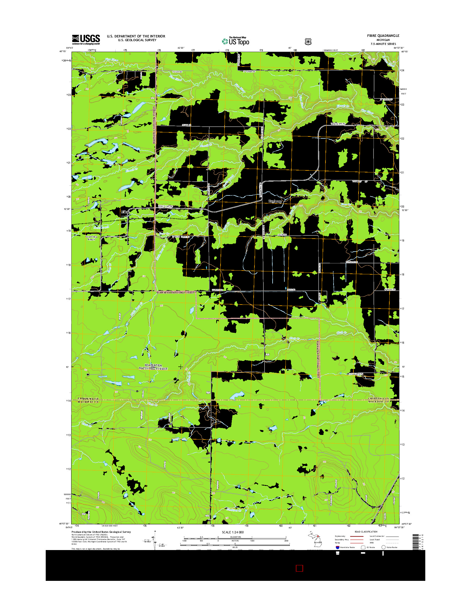 USGS US TOPO 7.5-MINUTE MAP FOR FIBRE, MI 2014