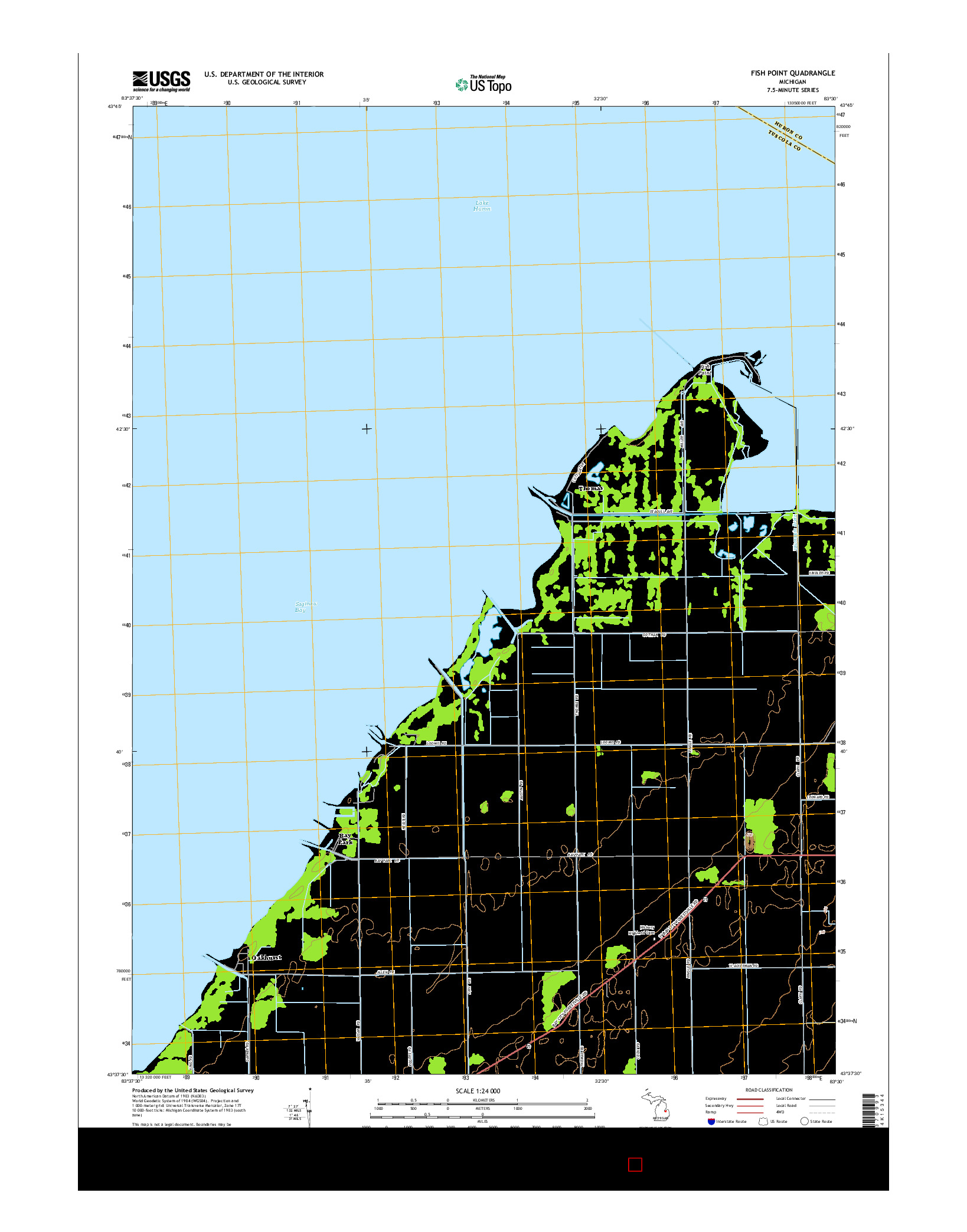 USGS US TOPO 7.5-MINUTE MAP FOR FISH POINT, MI 2014