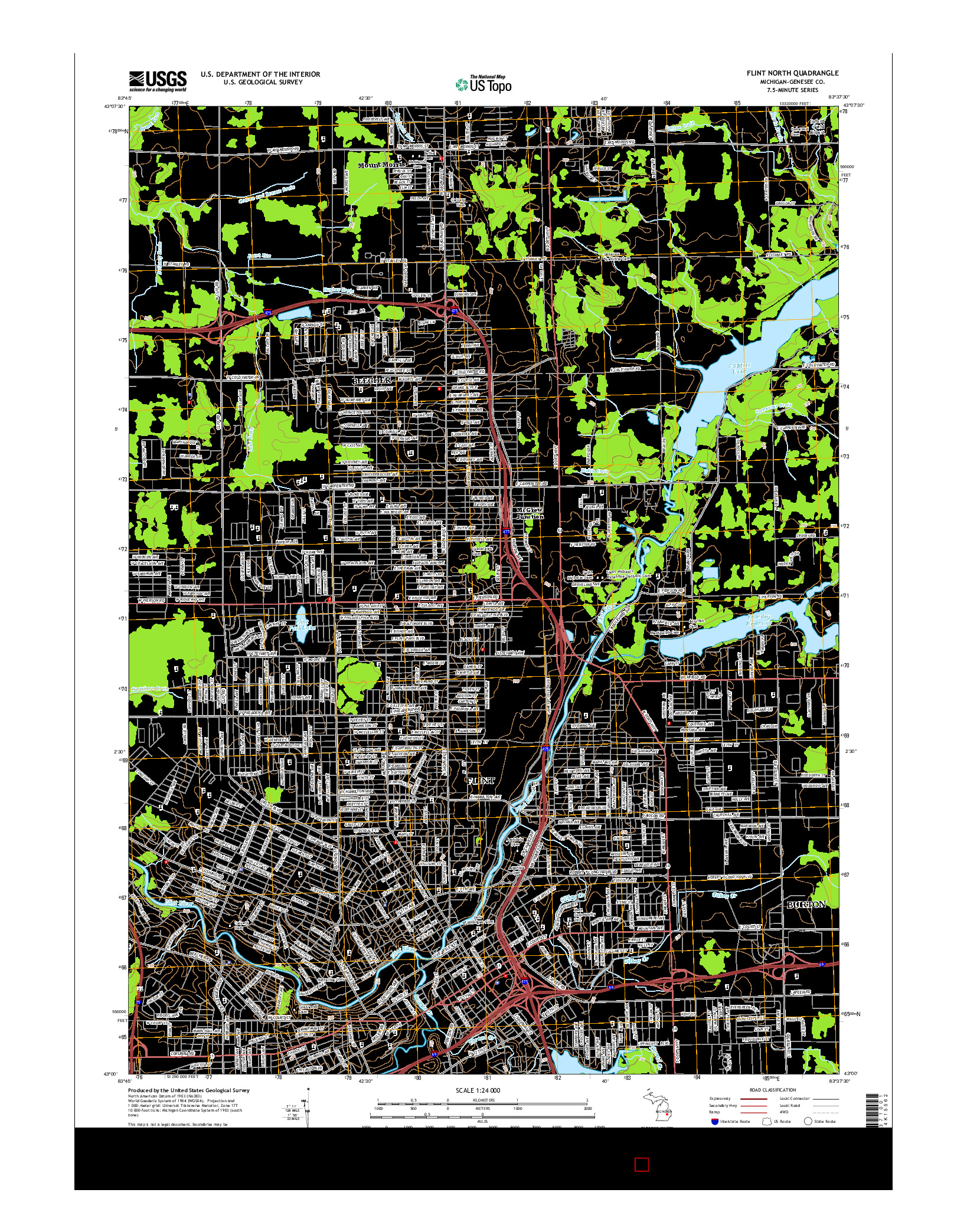USGS US TOPO 7.5-MINUTE MAP FOR FLINT NORTH, MI 2014