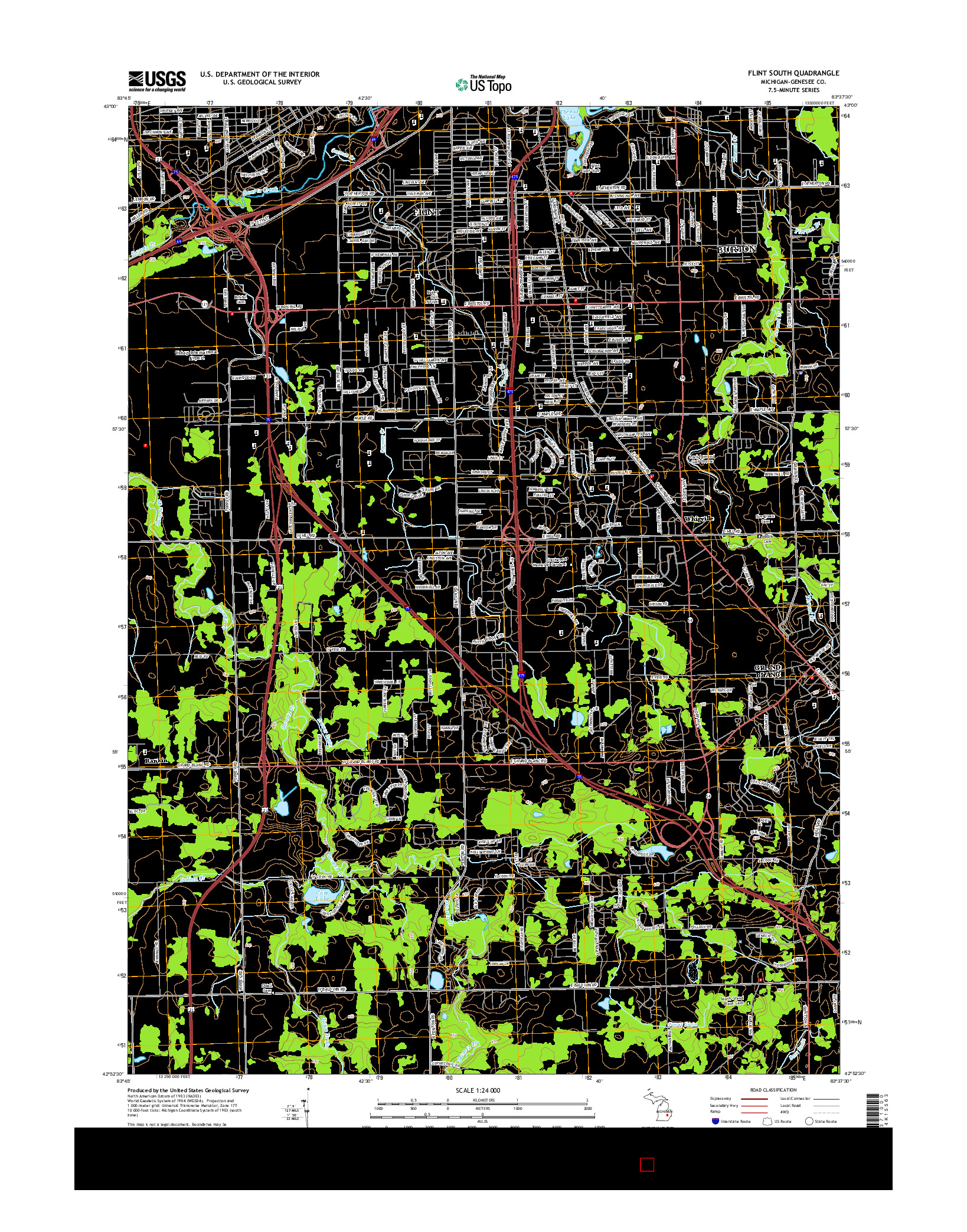 USGS US TOPO 7.5-MINUTE MAP FOR FLINT SOUTH, MI 2014