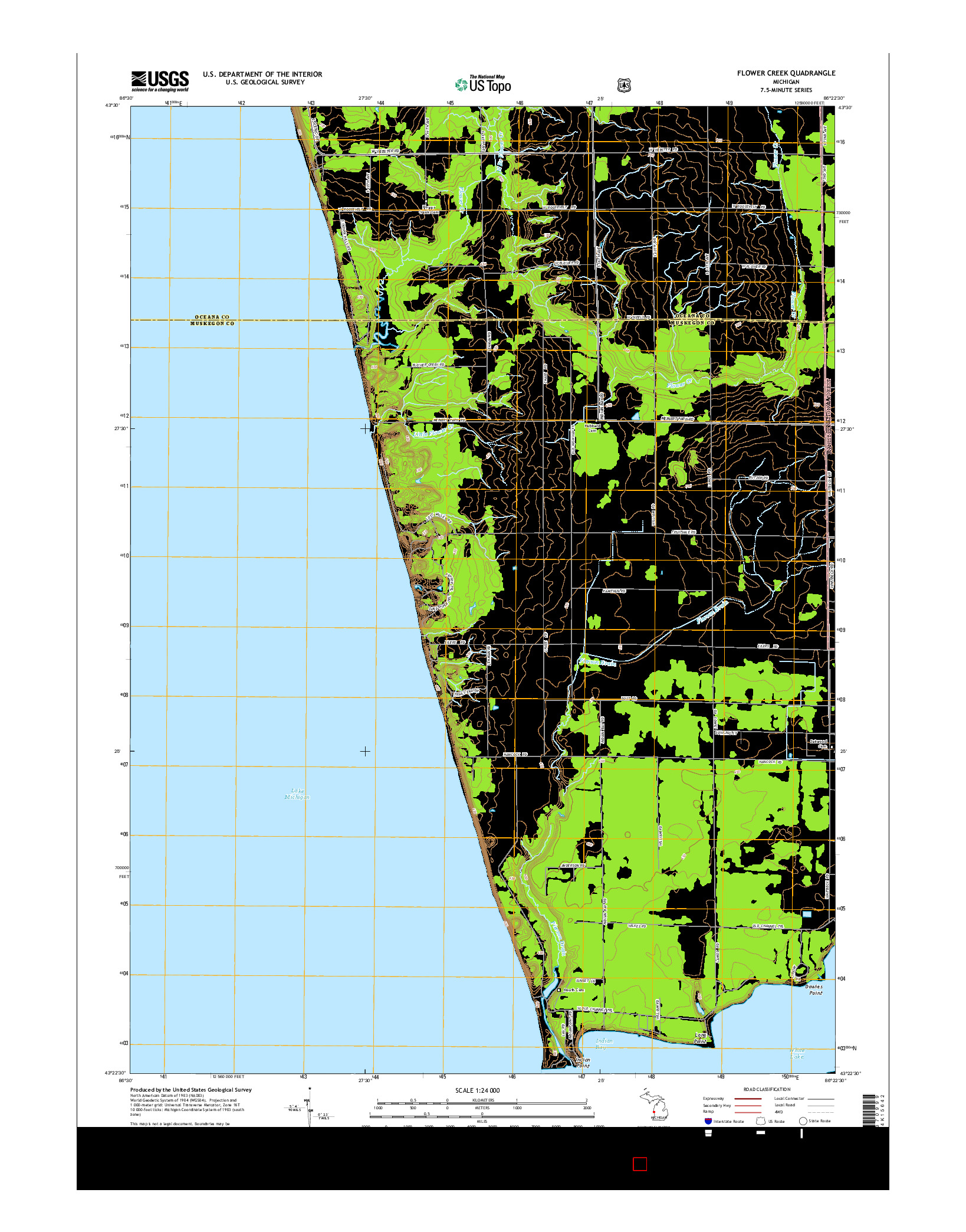 USGS US TOPO 7.5-MINUTE MAP FOR FLOWER CREEK, MI 2014