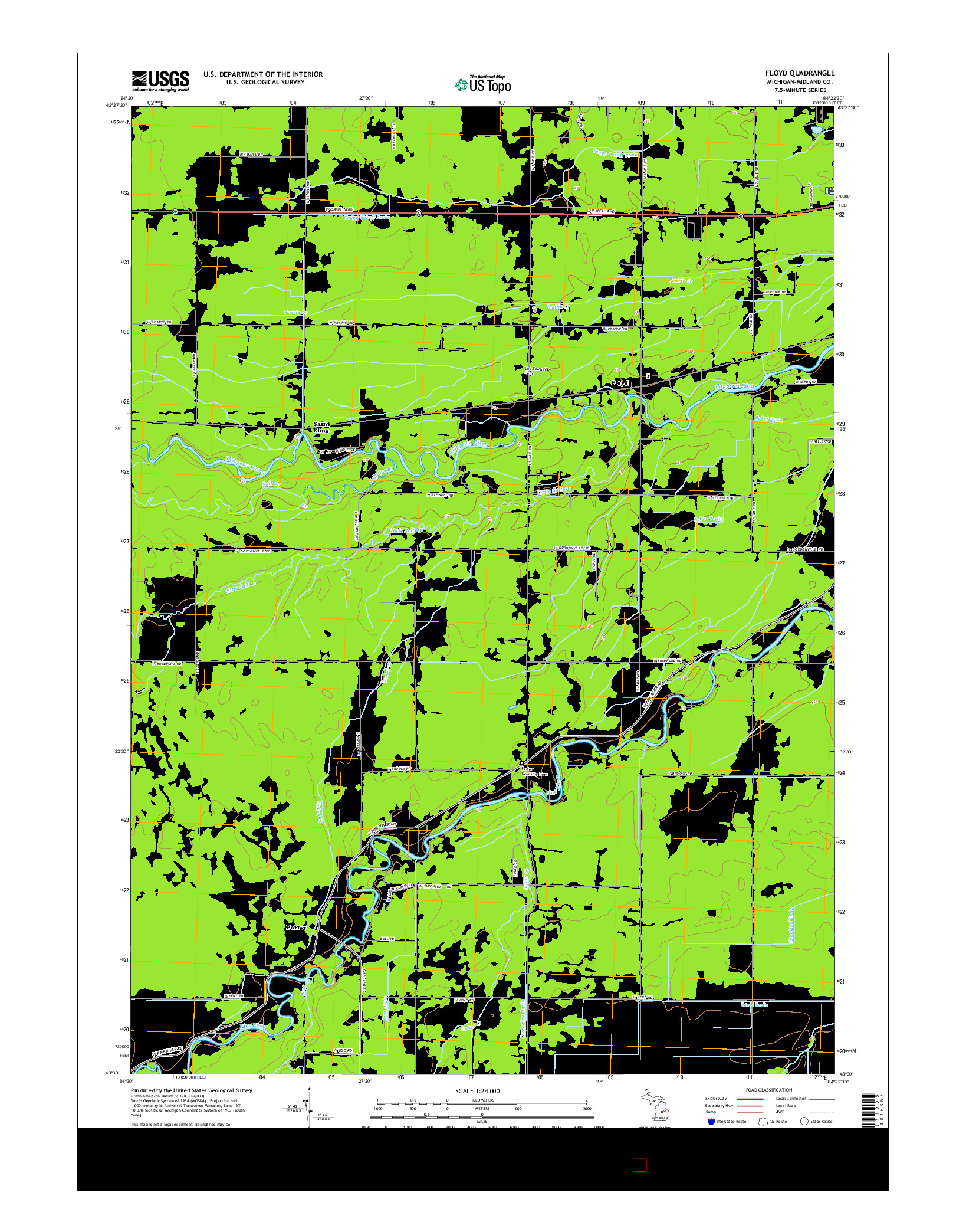 USGS US TOPO 7.5-MINUTE MAP FOR FLOYD, MI 2014