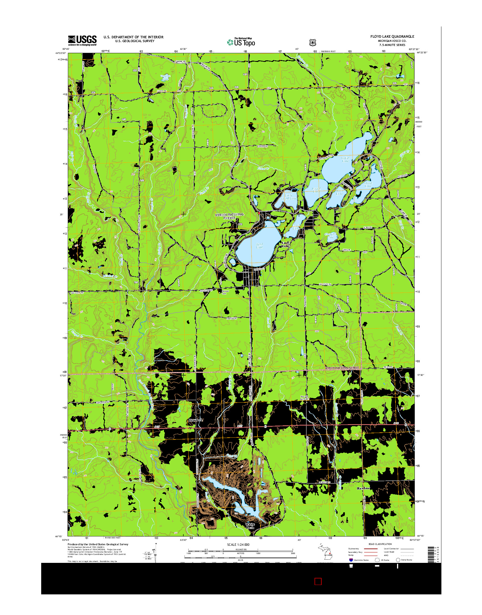 USGS US TOPO 7.5-MINUTE MAP FOR FLOYD LAKE, MI 2014