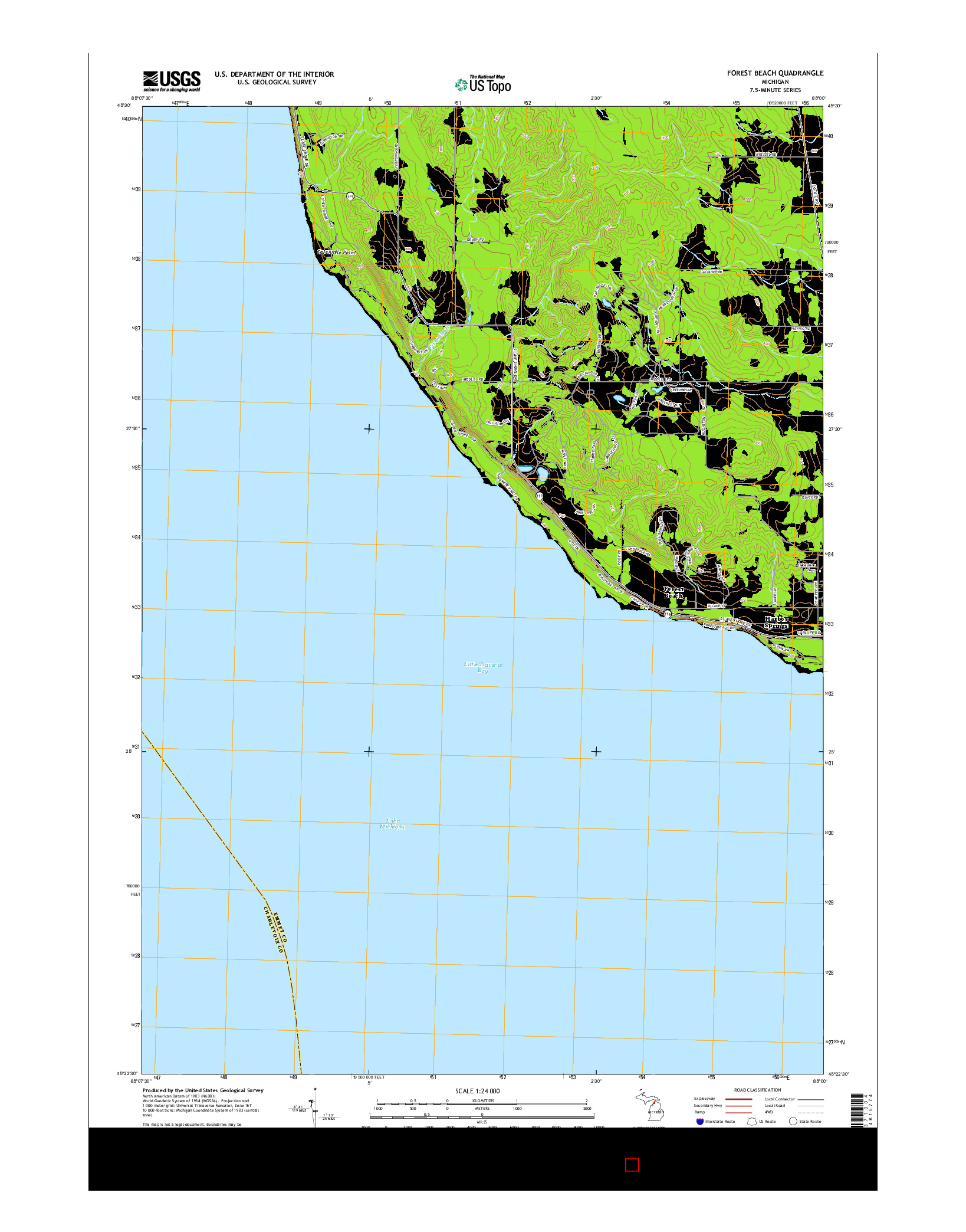 USGS US TOPO 7.5-MINUTE MAP FOR FOREST BEACH, MI 2014