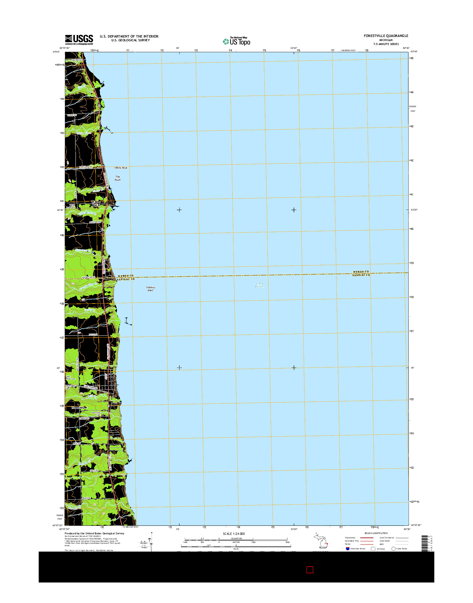 USGS US TOPO 7.5-MINUTE MAP FOR FORESTVILLE, MI 2014