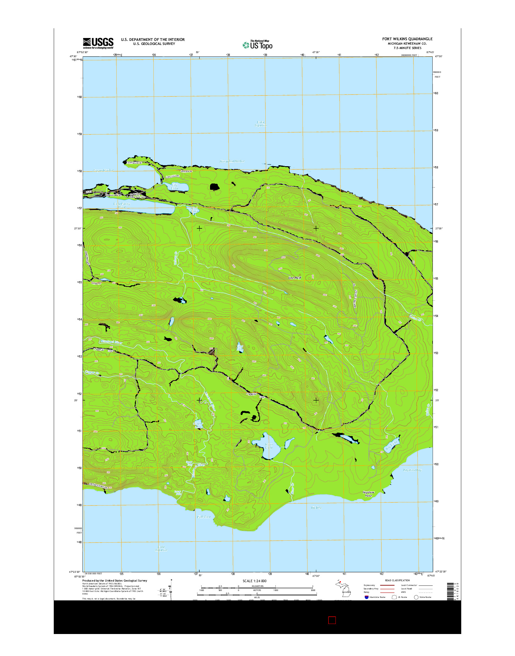 USGS US TOPO 7.5-MINUTE MAP FOR FORT WILKINS, MI 2014