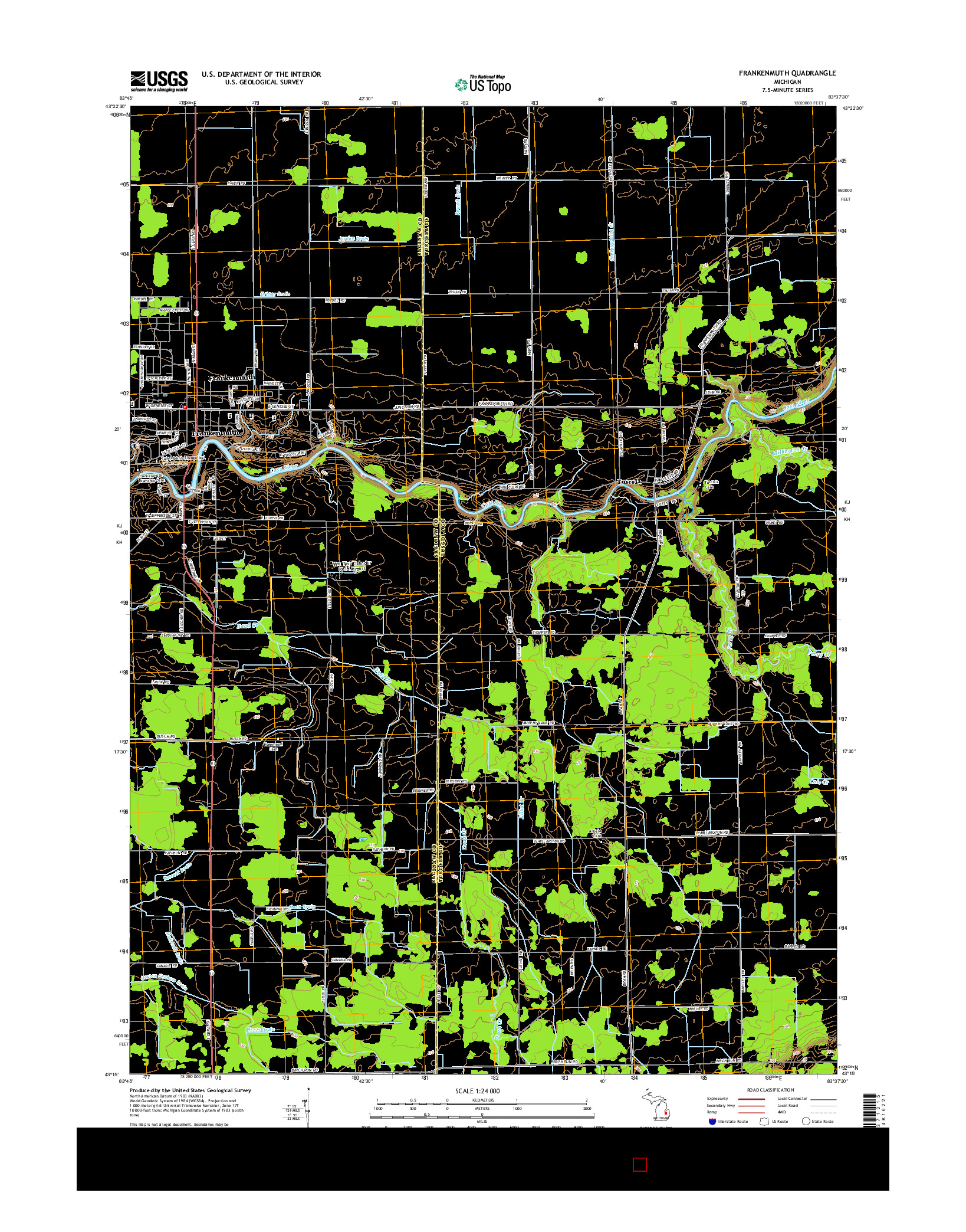 USGS US TOPO 7.5-MINUTE MAP FOR FRANKENMUTH, MI 2014