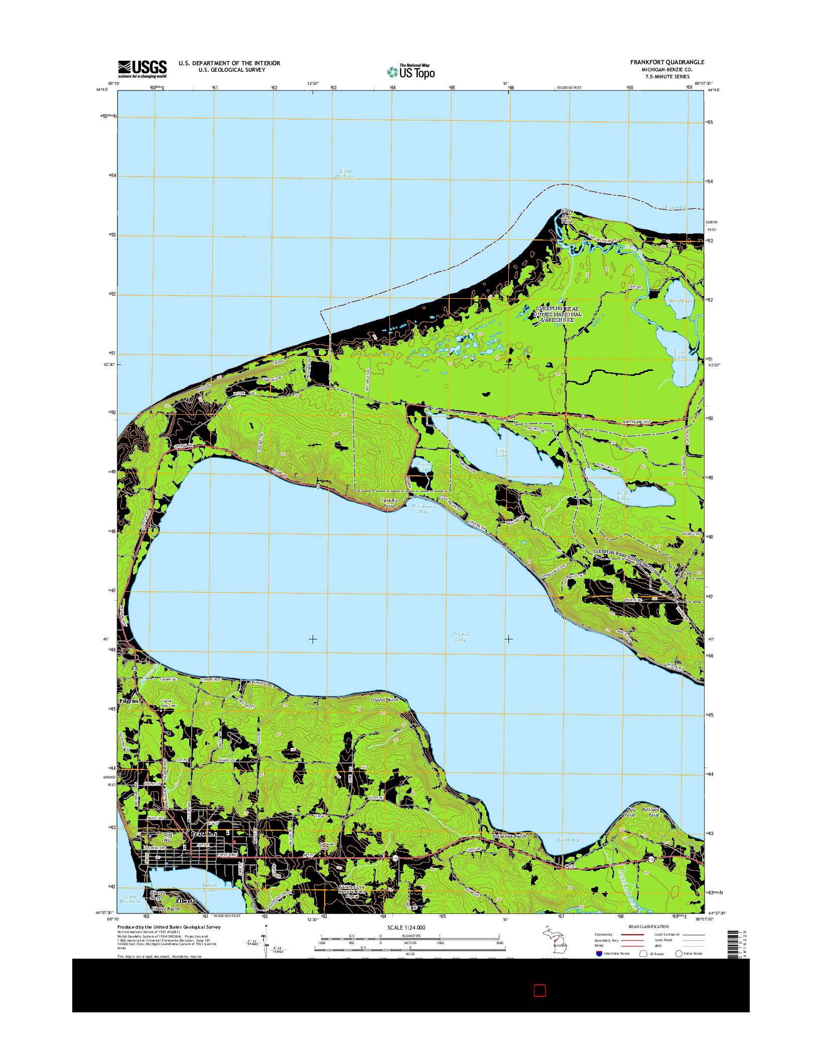 USGS US TOPO 7.5-MINUTE MAP FOR FRANKFORT, MI 2014