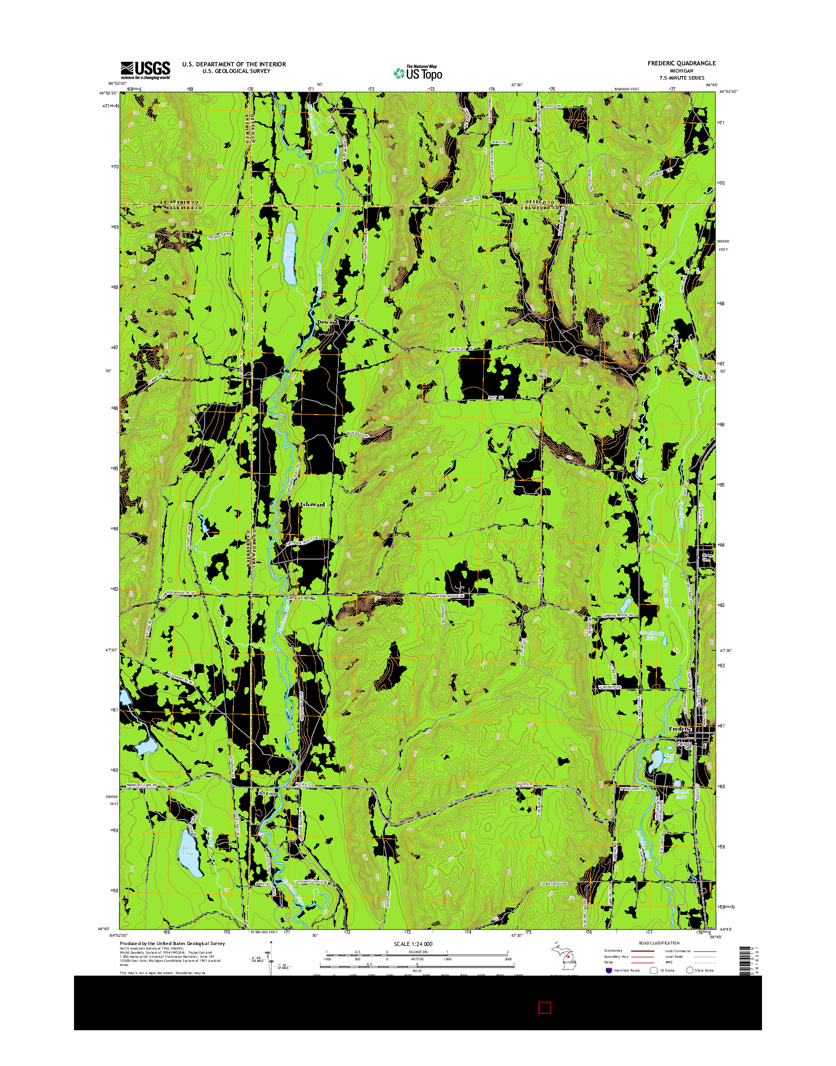 USGS US TOPO 7.5-MINUTE MAP FOR FREDERIC, MI 2014