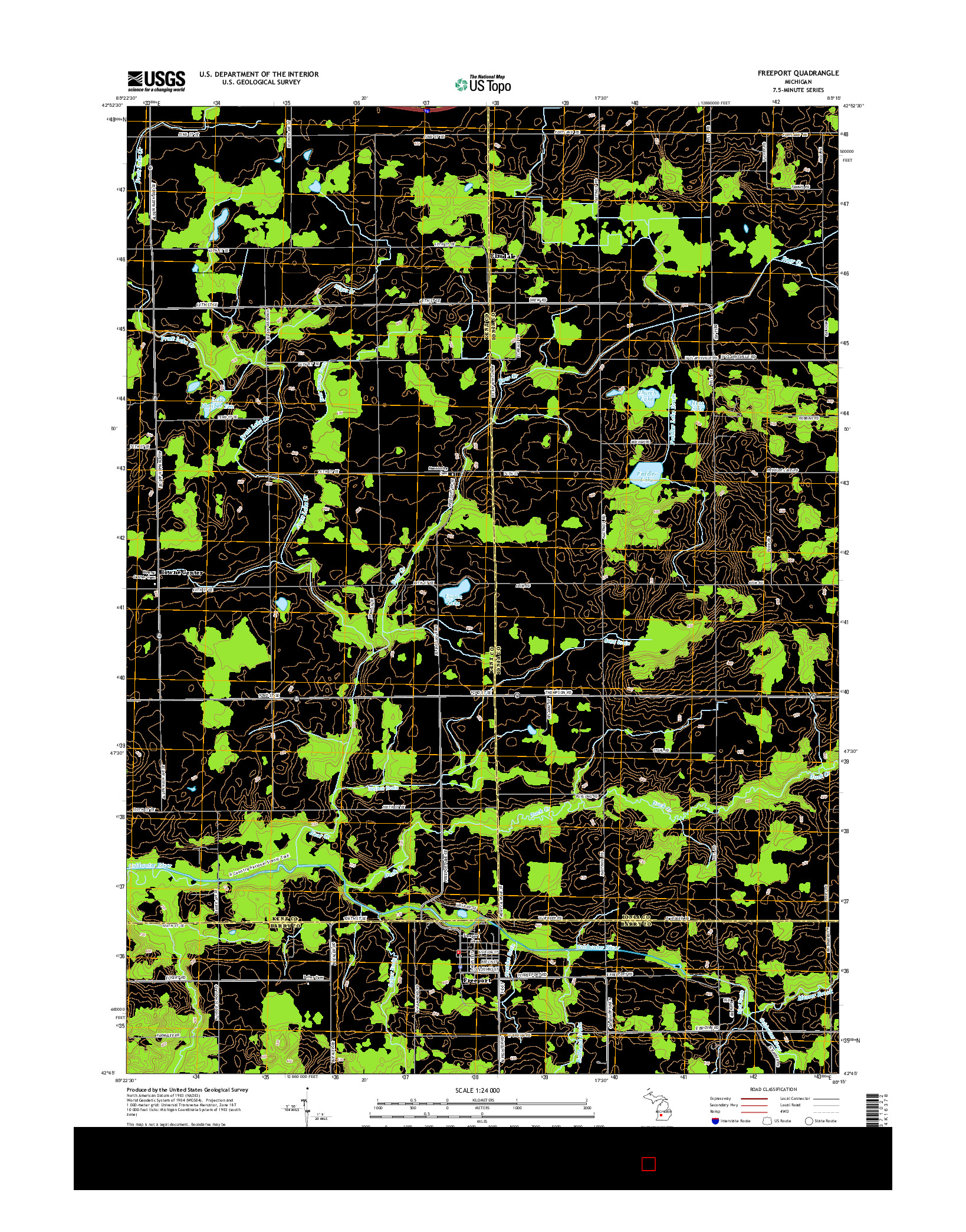 USGS US TOPO 7.5-MINUTE MAP FOR FREEPORT, MI 2014