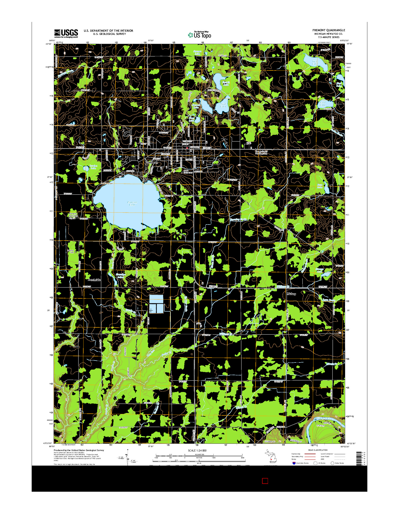 USGS US TOPO 7.5-MINUTE MAP FOR FREMONT, MI 2014