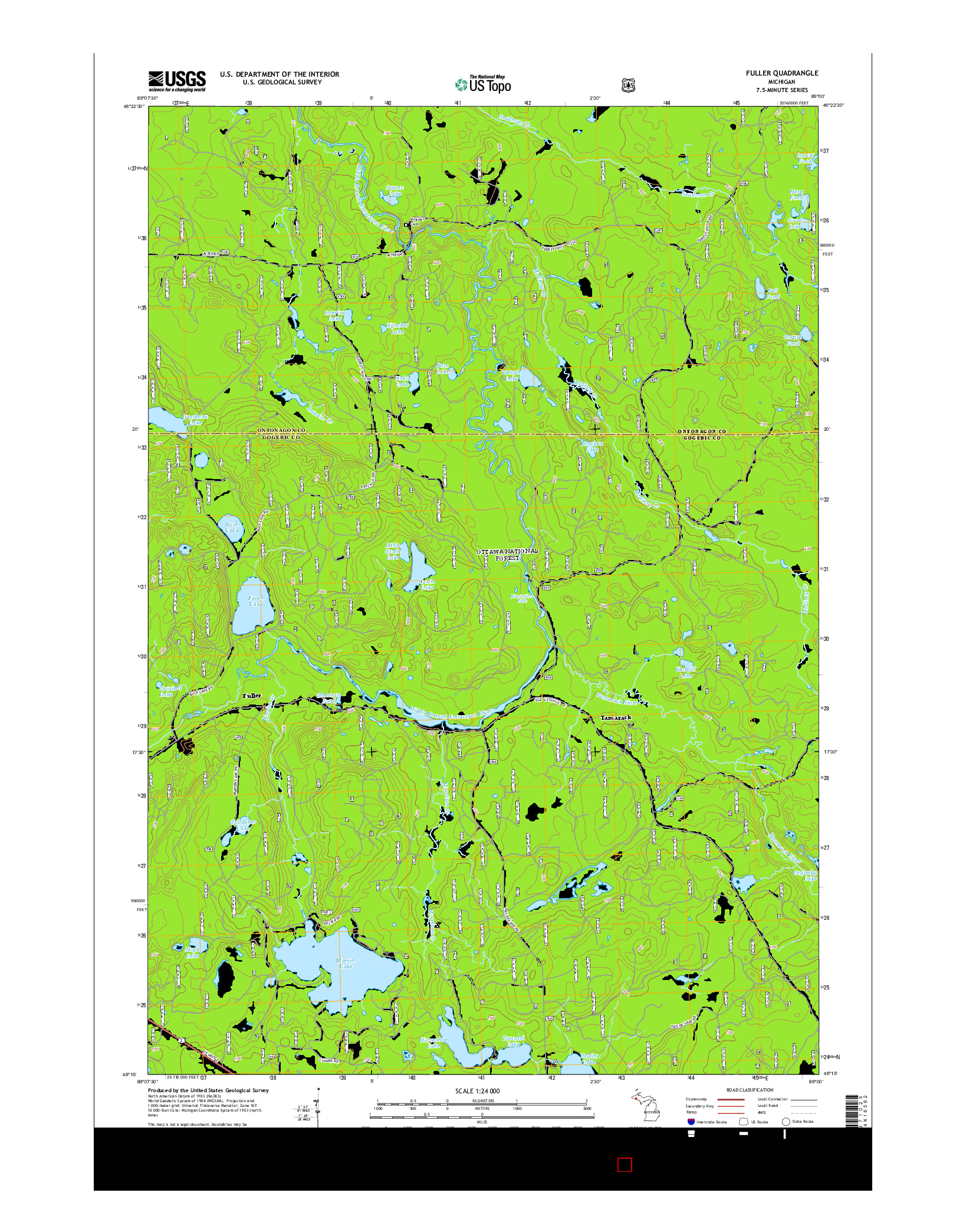 USGS US TOPO 7.5-MINUTE MAP FOR FULLER, MI 2014