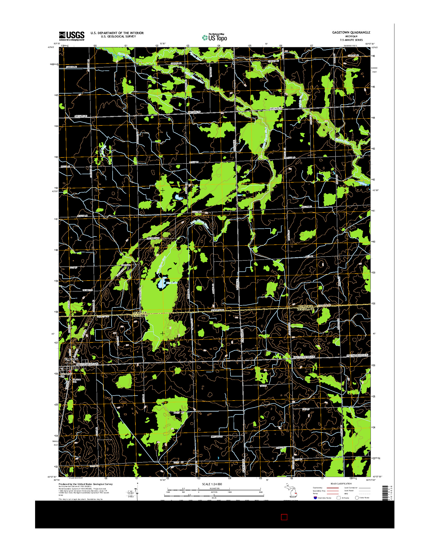 USGS US TOPO 7.5-MINUTE MAP FOR GAGETOWN, MI 2014